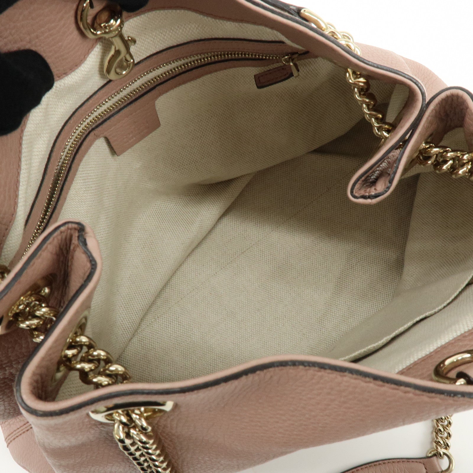 GUCCI SOHO Interlocking G Leather Chain Shoulder Bag Tassel Pink 308982