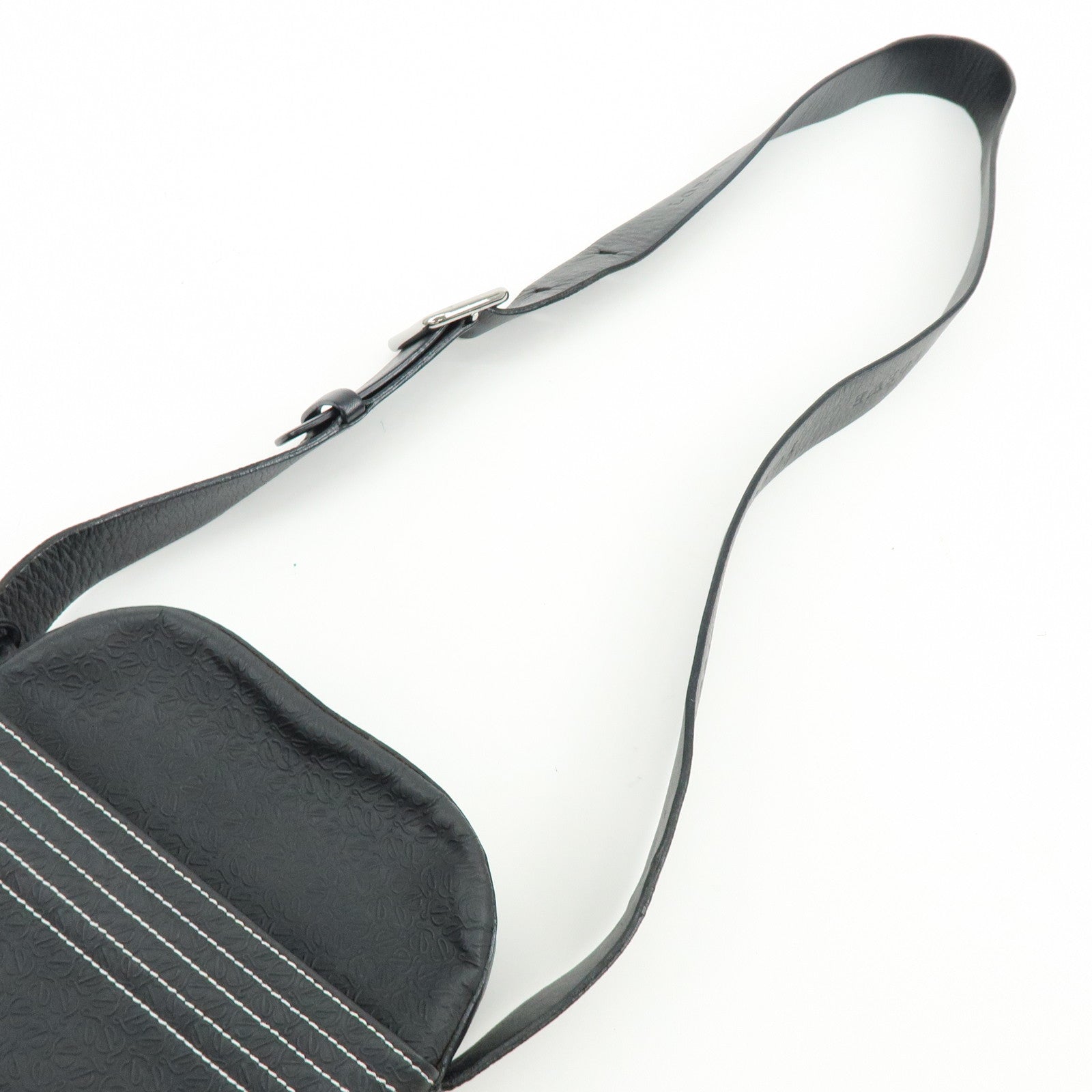 LOEWE Repeat Anagram PVC Leather Shoulder Bag Crossbody Bag Black