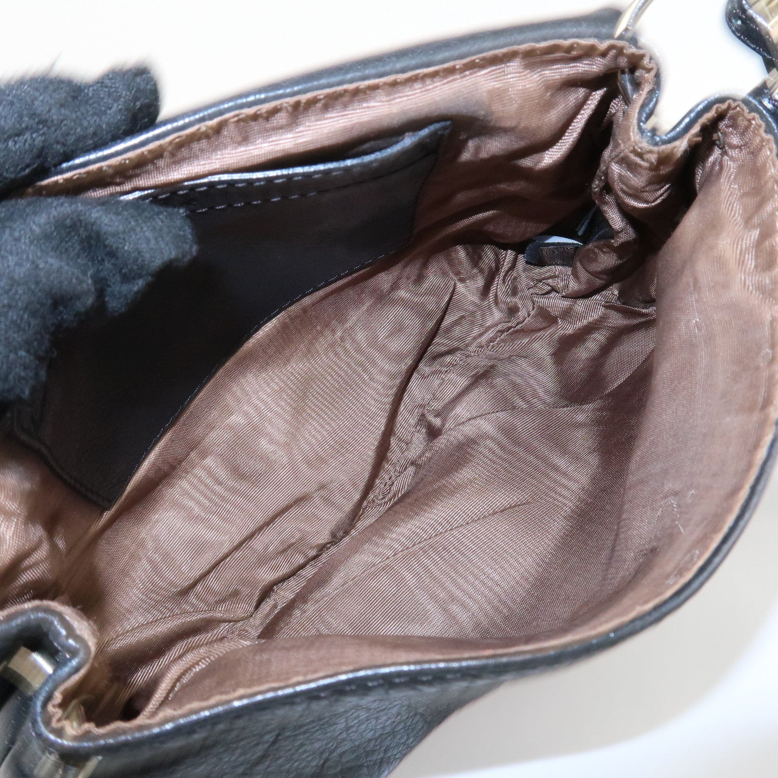 Chloe Lily Metal Ribbon Leather 2Way Shoulder Bag Hand Bag Black Used