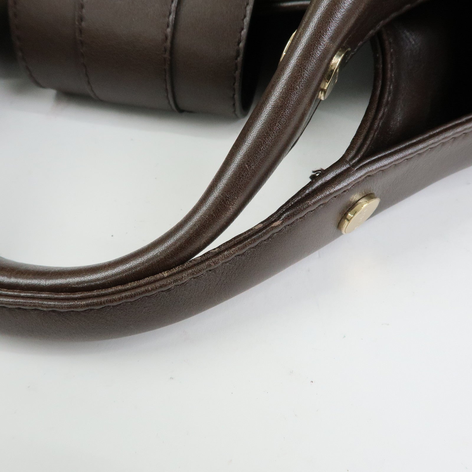 BVLGARI Chandra Canvas Leather 2Way Bag Hand Shoulder Bag Ivory Brown
