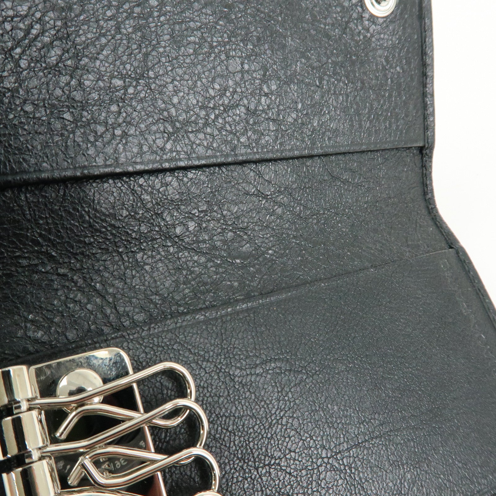 BALENCIAGA Leather Giant Osaka 6 Ring Key Case Key Holder Black 285377