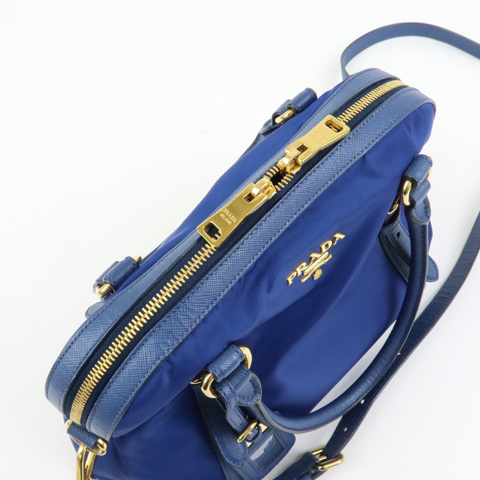 PRADA Tessuto Nylon Saffiano Leather 2Way Hand Shoulder Bag 1BB013