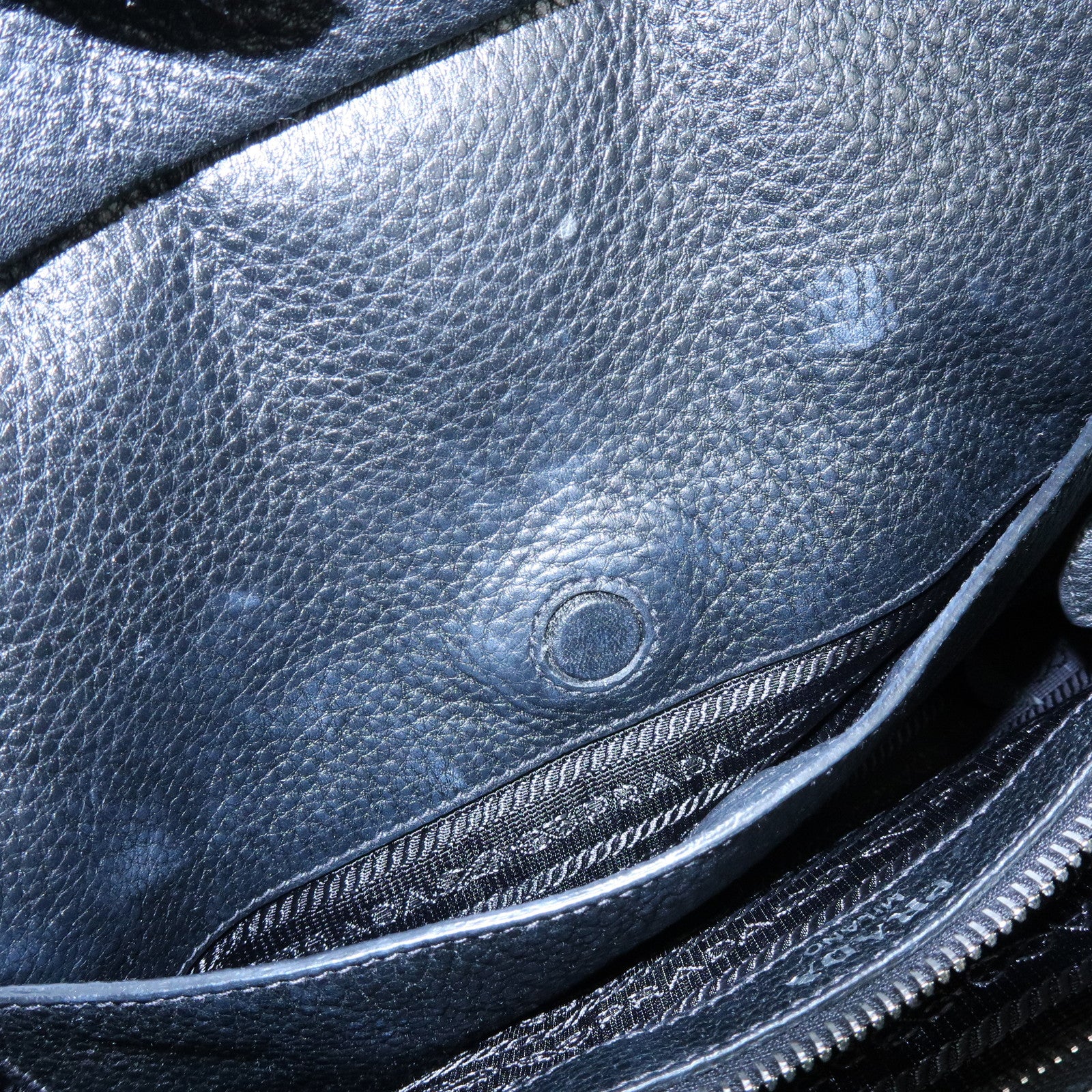 PRADA Logo Calf Leather Tote Bag Shoulder Bag Black