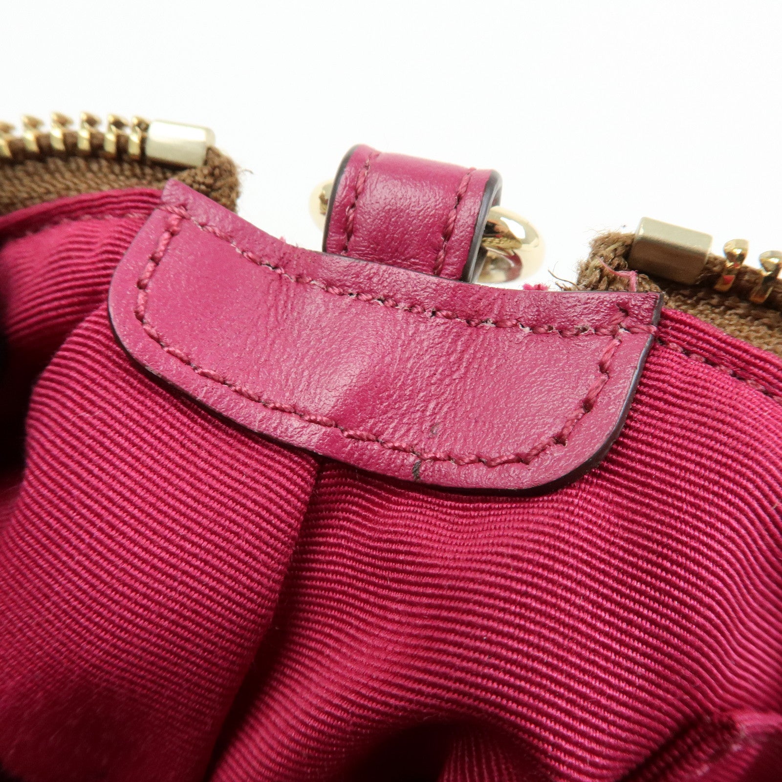COACH Signature Canvas Leather 2Way Shoulder Bag Hand Bag Beige Pink