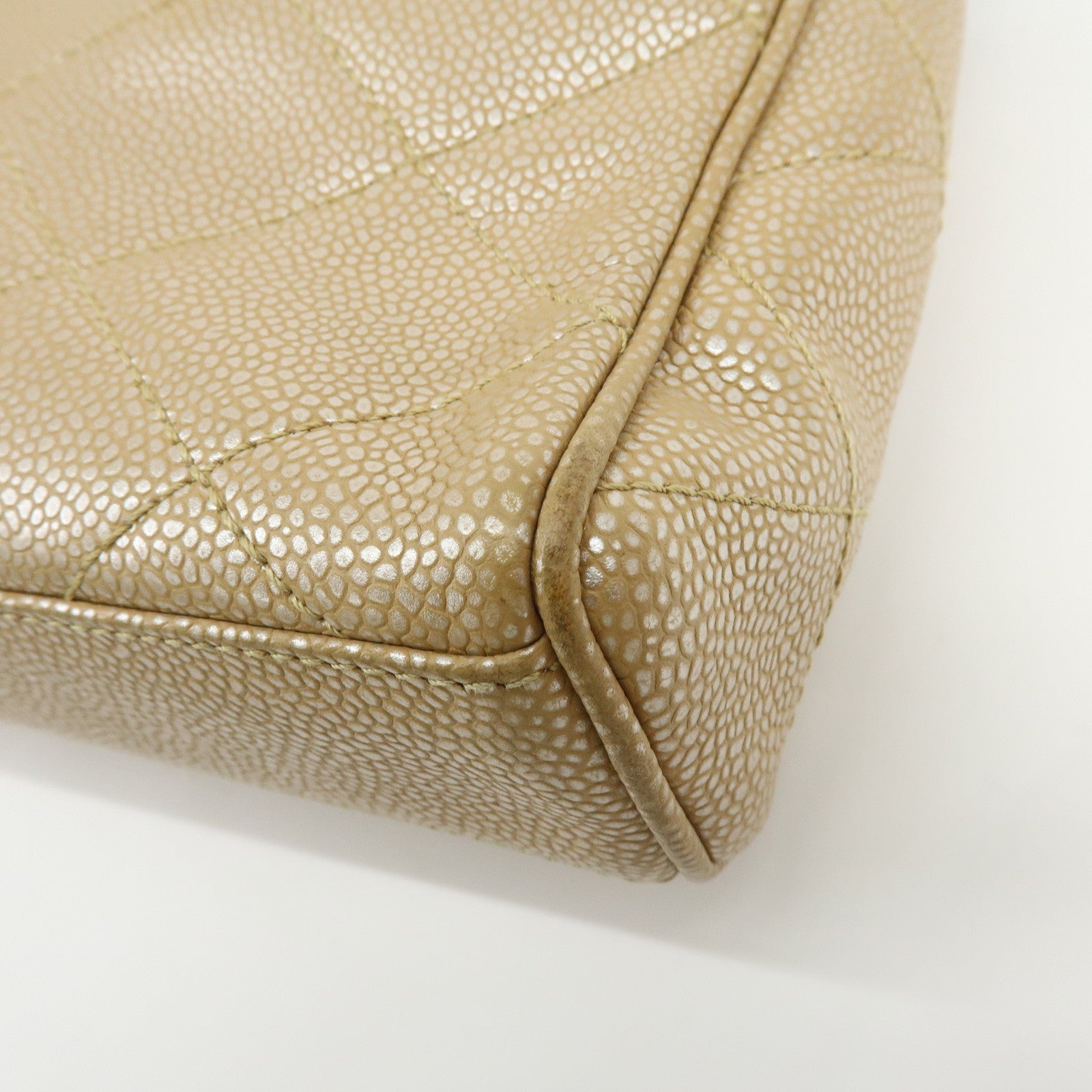 CHANEL COCO Mark Matelasse Caviarskin Flap Chain Shoulder Bag Beige