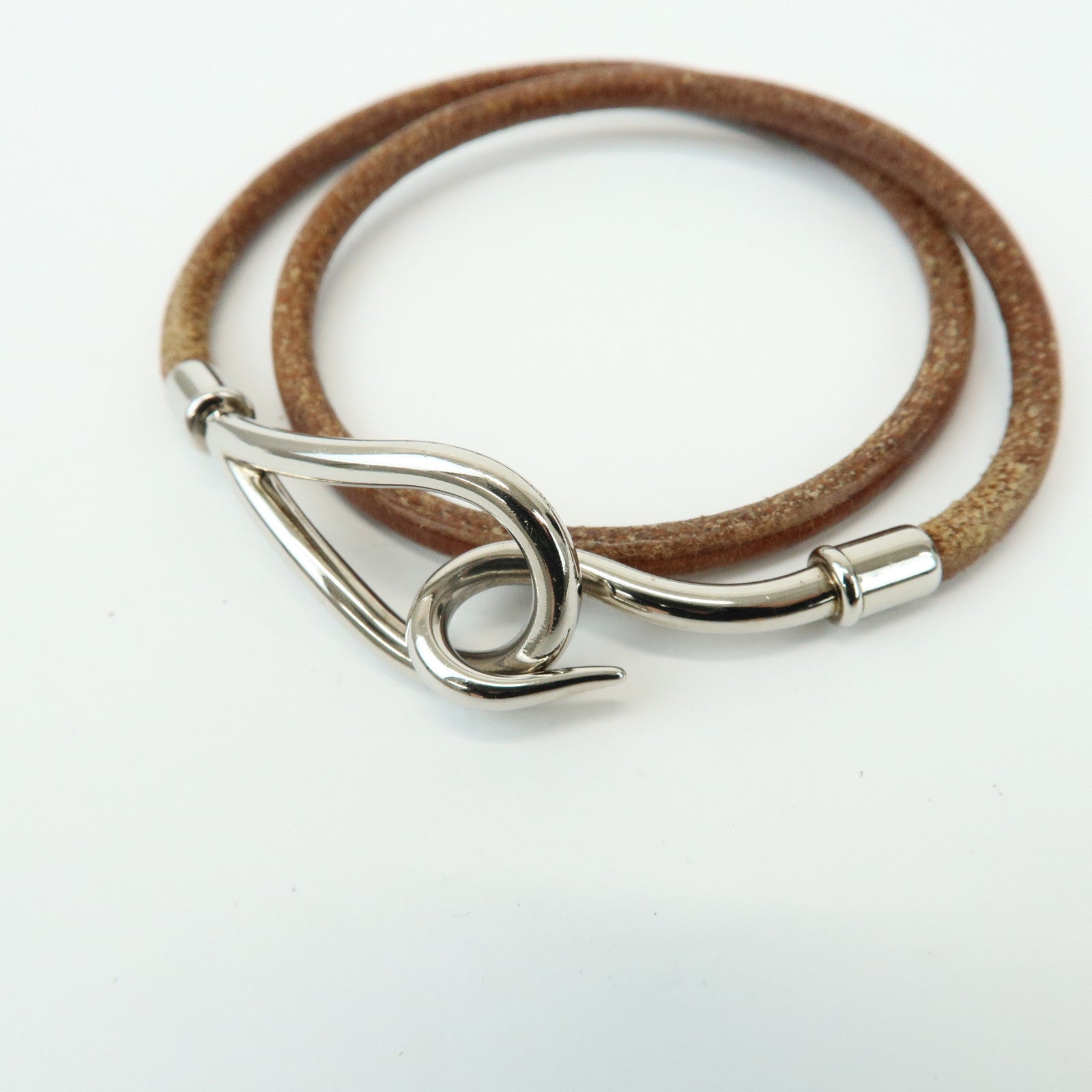 HERMES Set of 2 Jumbo Choker Jumbo Double Choker Leather Bracelet