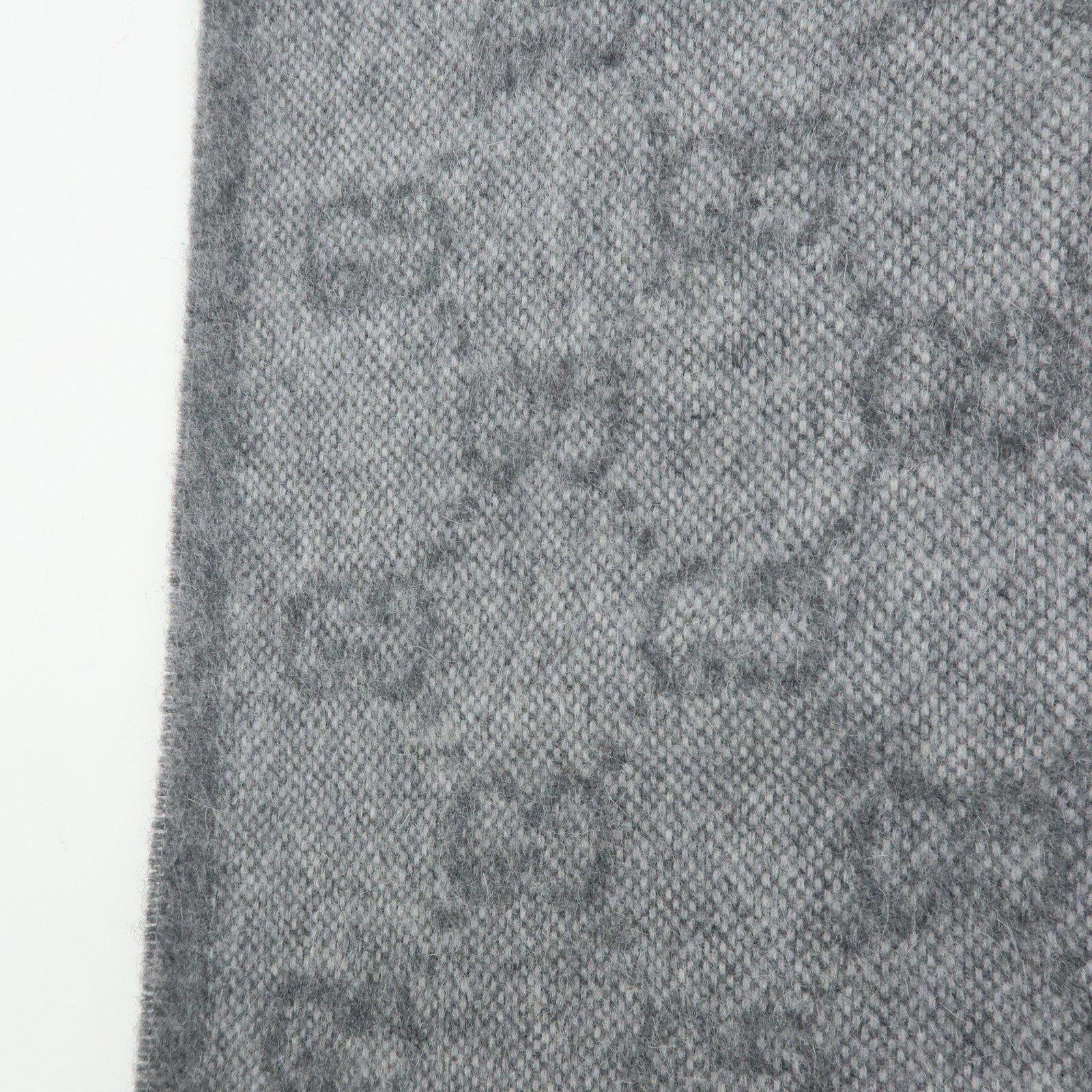 GUCCI Sherry Wool Alpaca Scarf Stole Gray Navy Red