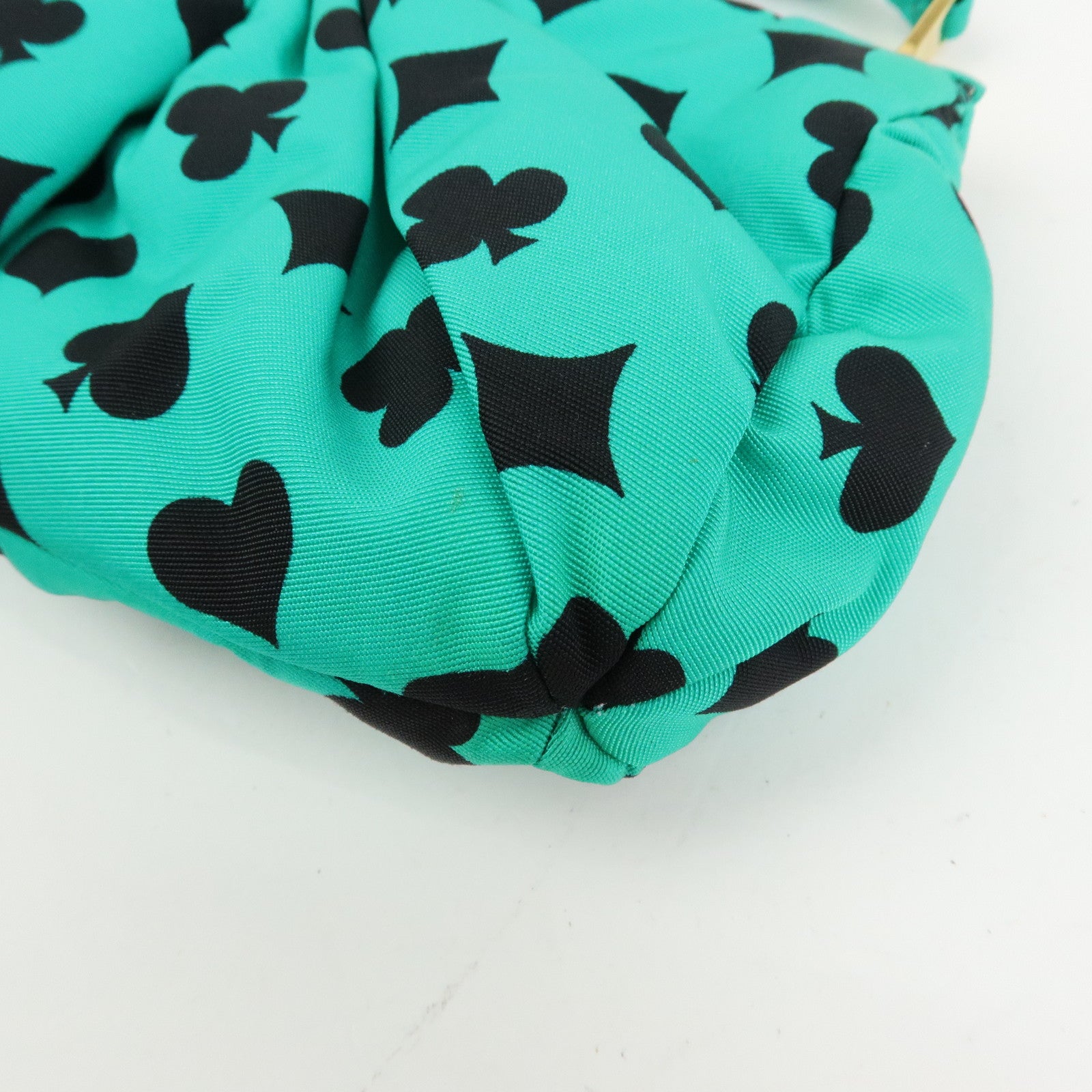 MIU MIU Nylon Playing Card Print Clutch Bag Cosmetic Pouch Green