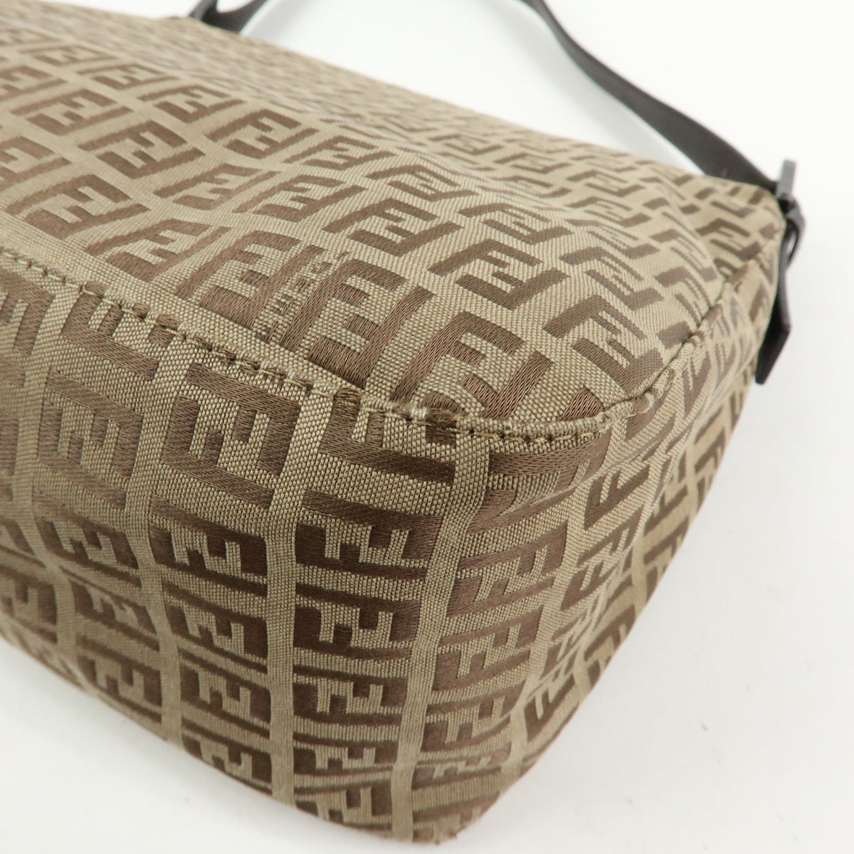 FENDI Mamma Baguette Zucchino Canvas Leather Shoulder Bag 8BR001
