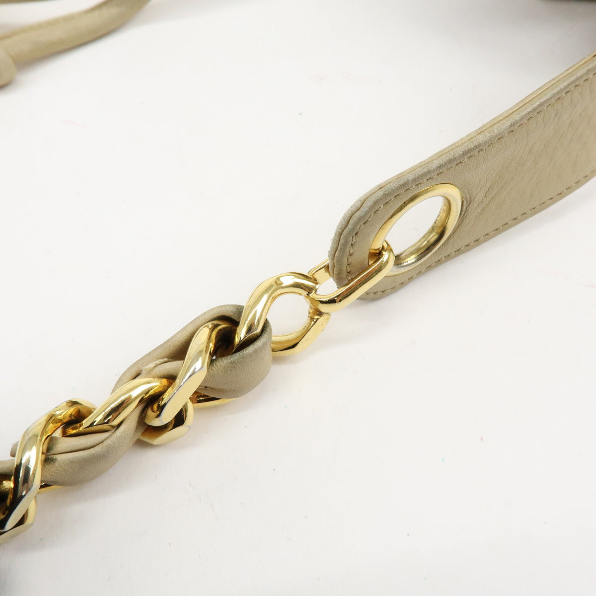 CHANEL Lamb Skin Bucket Chain Shoulder Bag Beige A01349