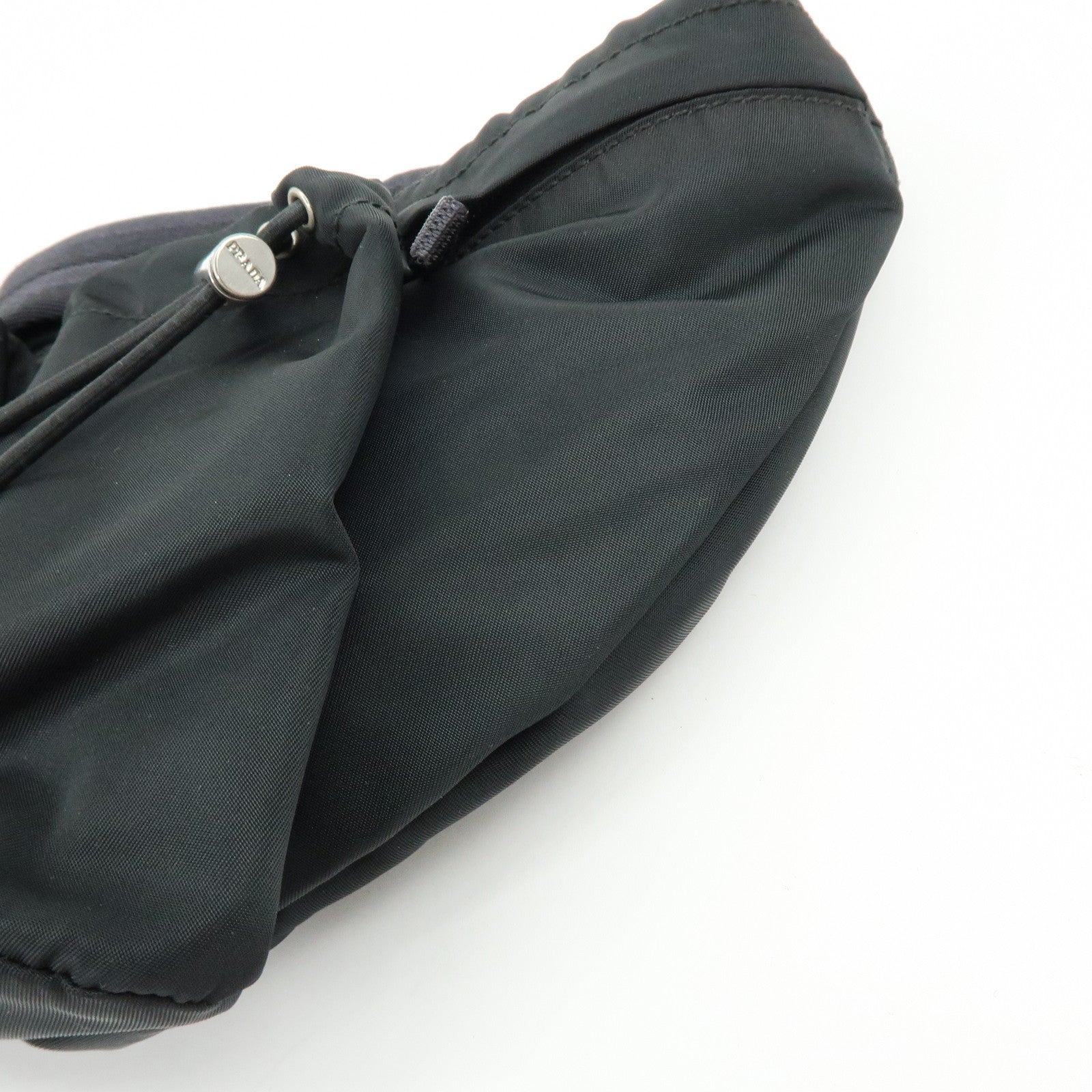 PRADA Triangle Logo Nylon Waist Bag Body Bag Black VA0056