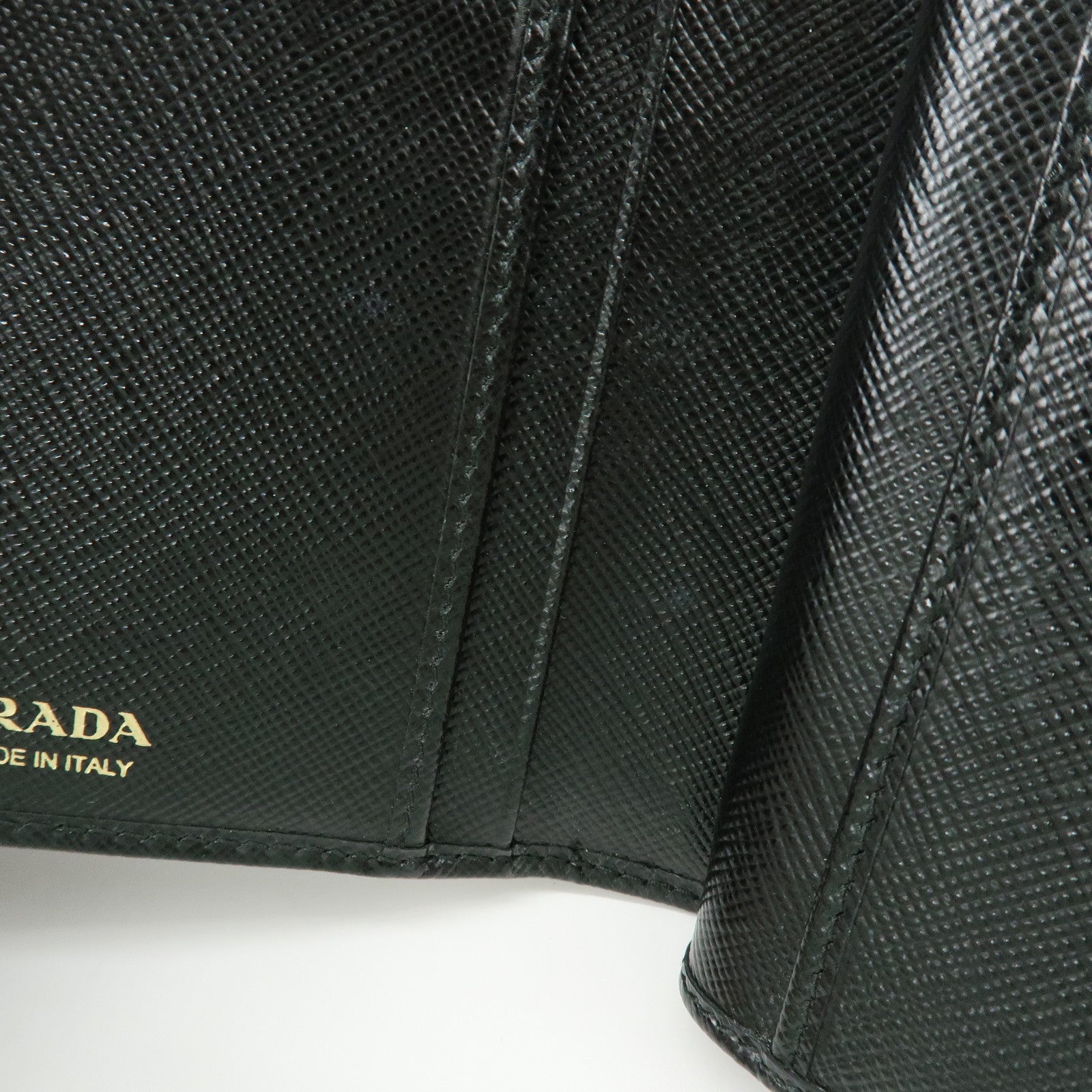 PRADA Saffiano Leather Compact Bi-fold Wallet Black 1ML225