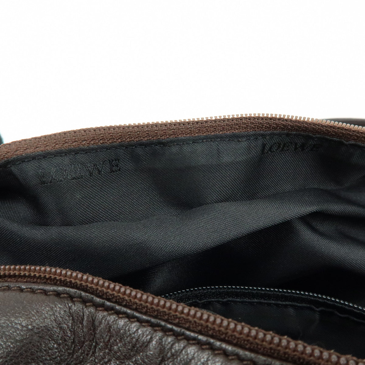 LOEWE Anagram Nappa Leather Shoulder Bag Hand Bag Dark Brown