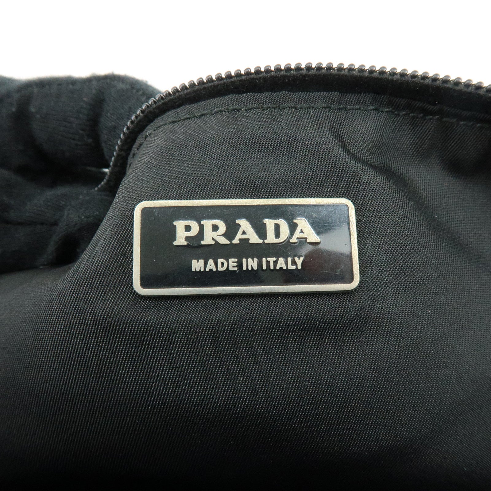 PRADA Triangle Logo Nylon Waist Bag Body Bag Black VA0056