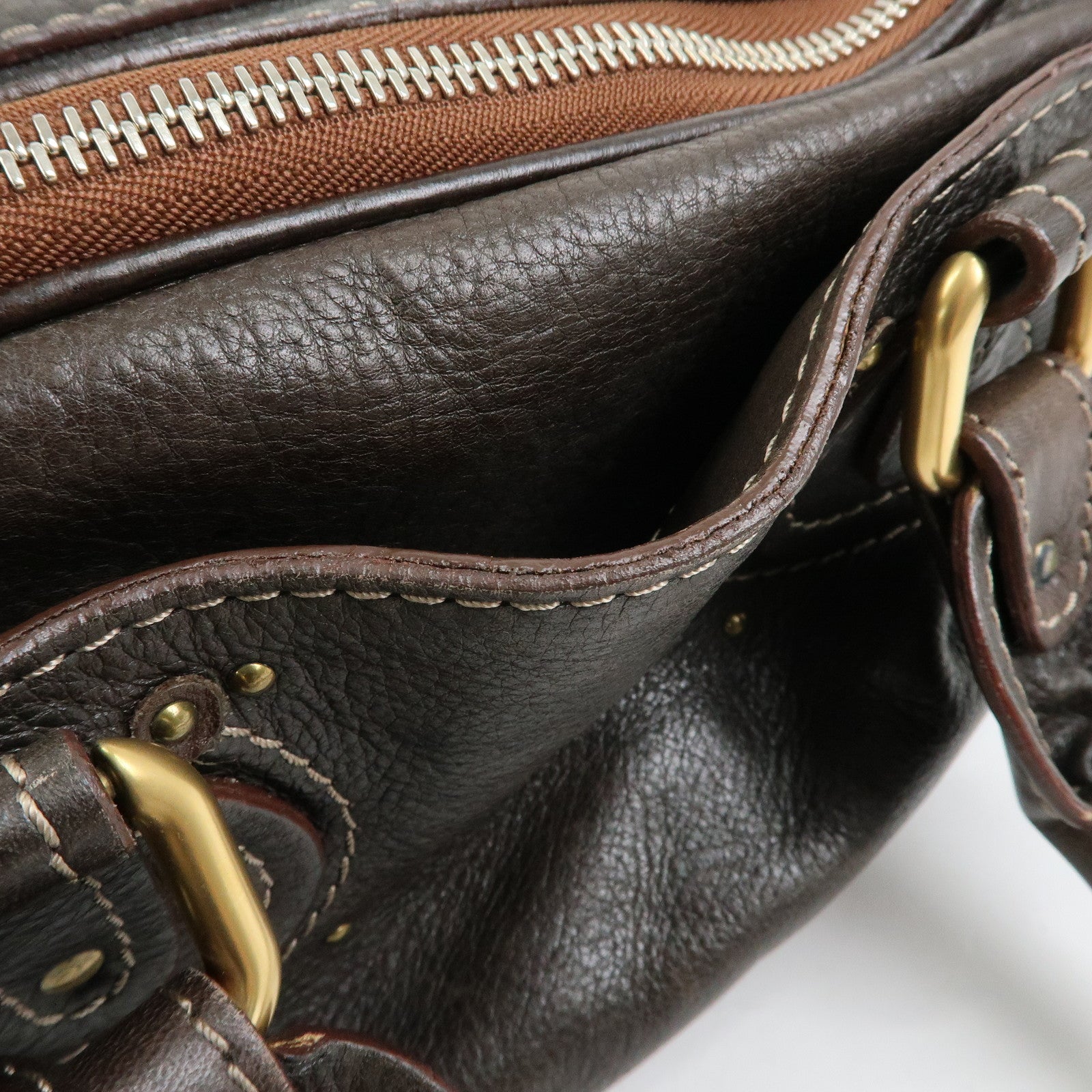 Chloe Paddington Leather Mini Hand Bag Shoulder Bag Brown