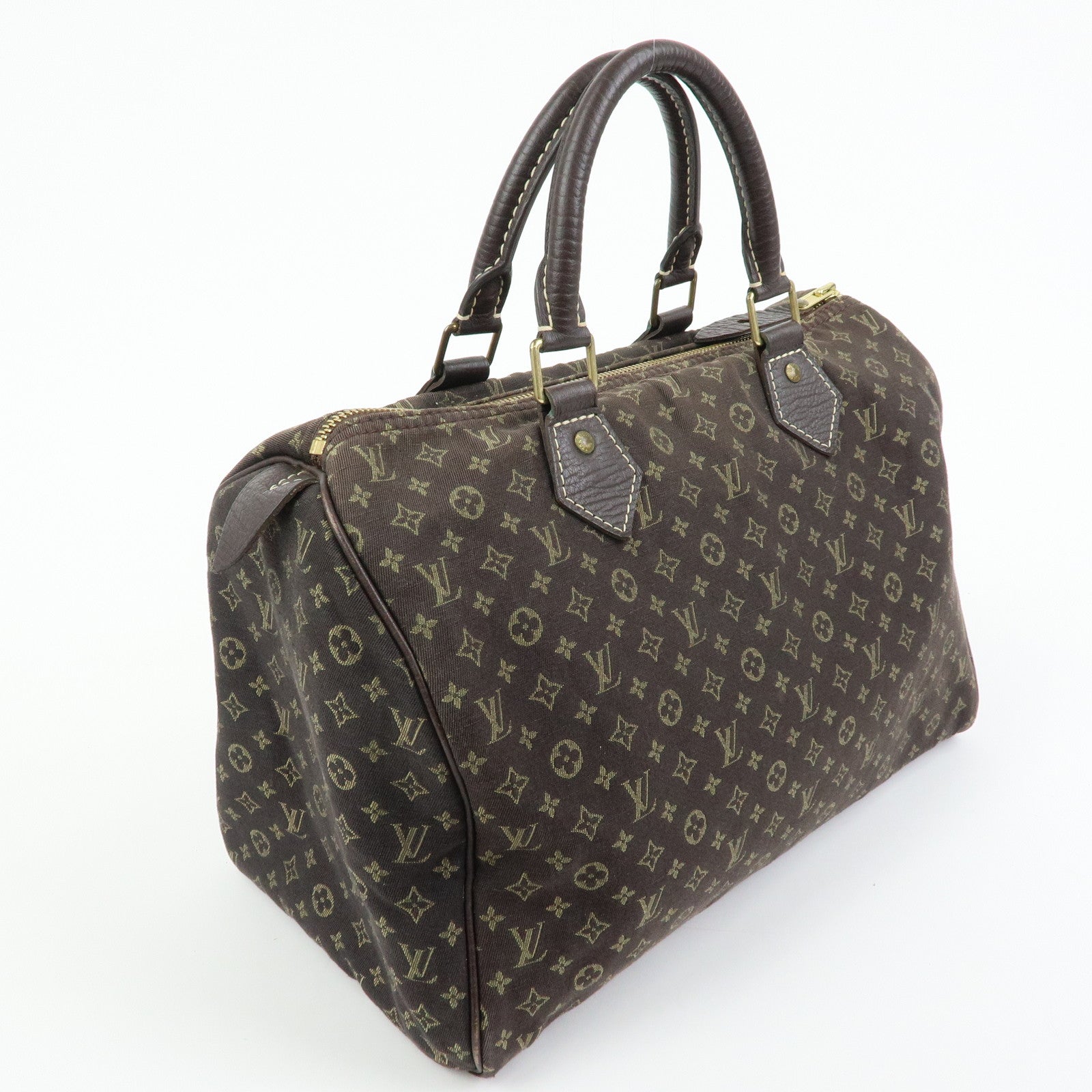 Louis Vuitton Monogram Mini Lin Speedy 30 Boston Hand Bag Ebene M95224