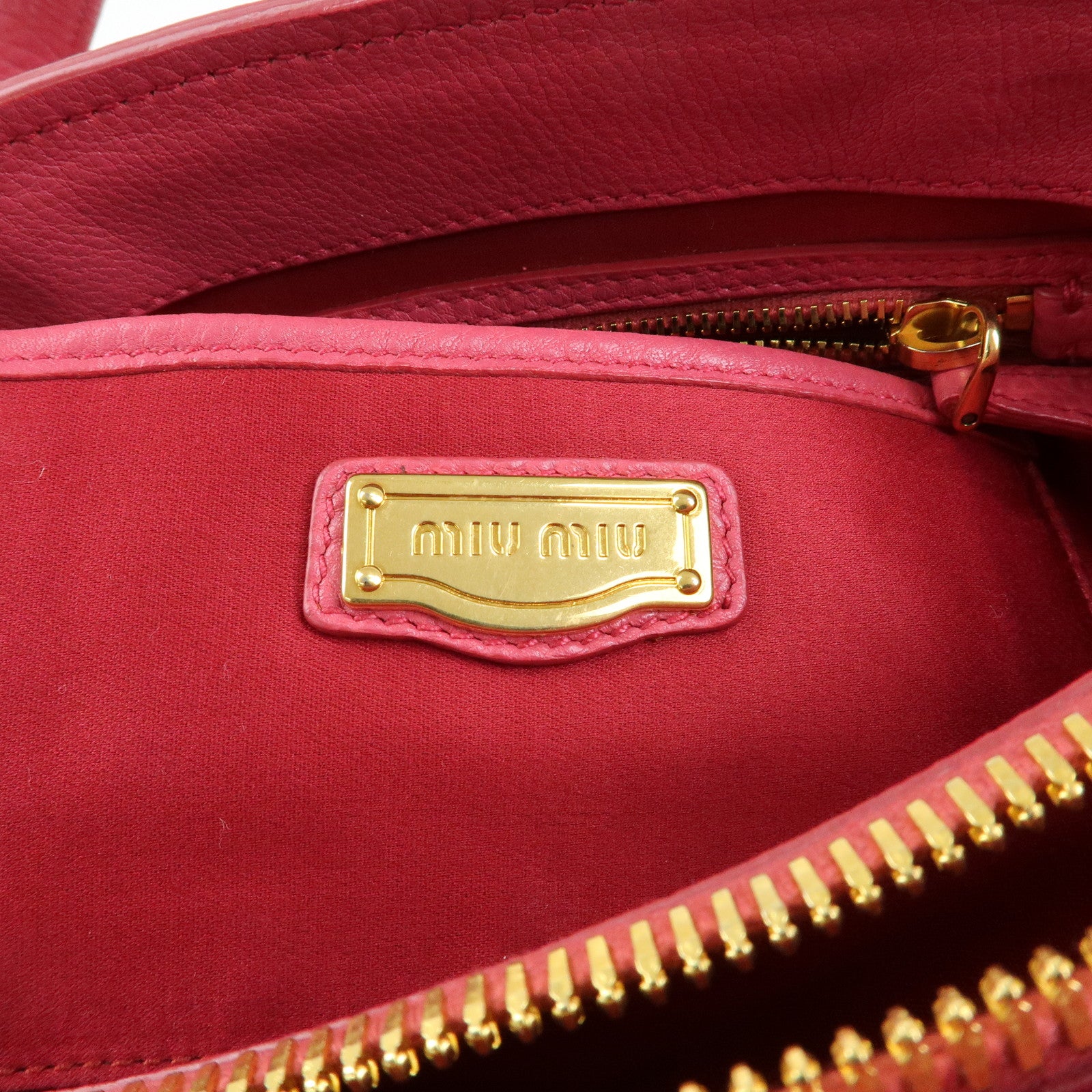 MIU MIU Vitello Caribu Leather 2Way Shoulder Bag Pink RN0757