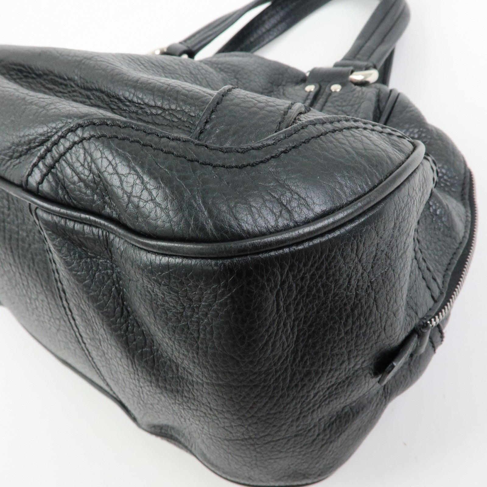 CELINE Macadam Leather Shoulder Bag Hand Bag Black