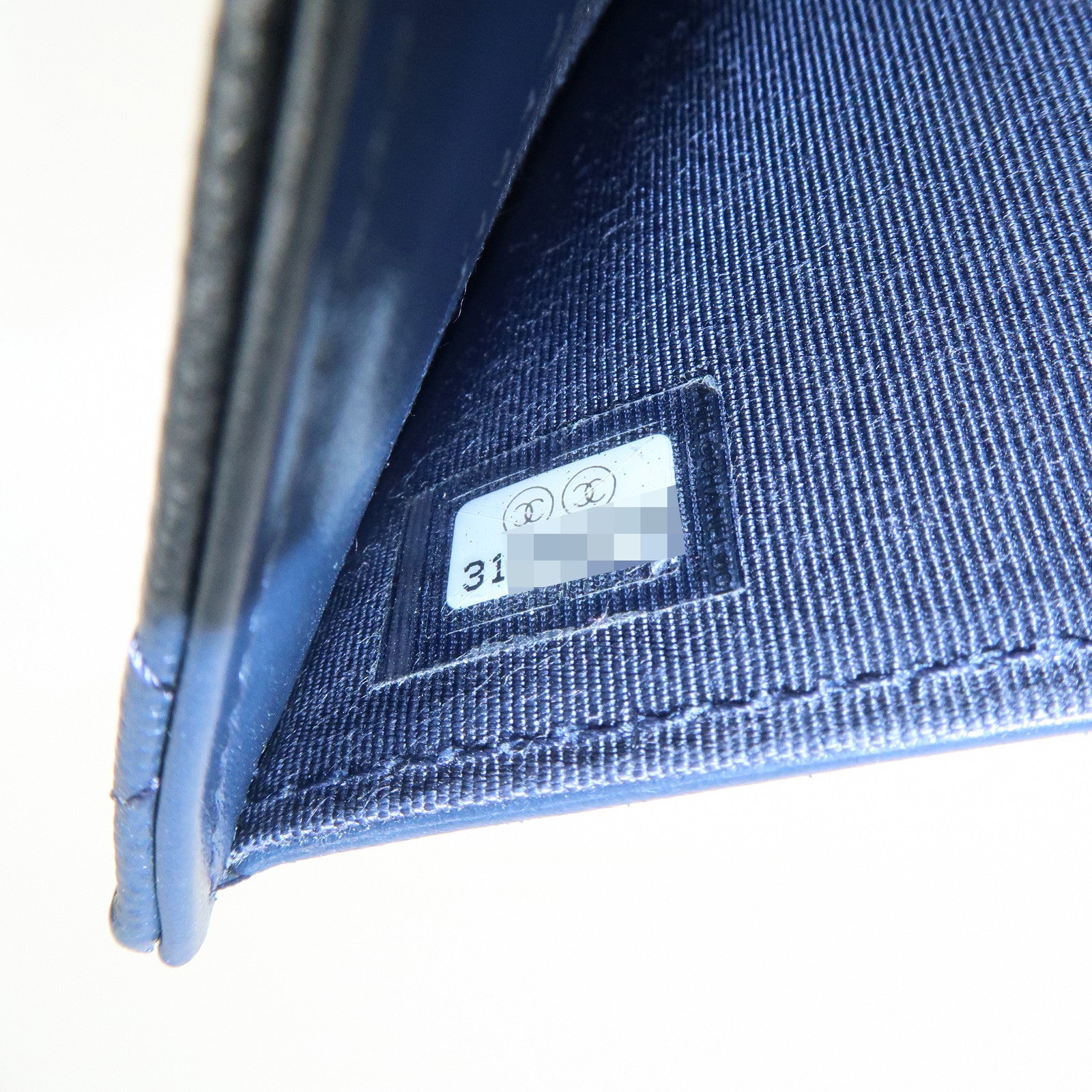 CHANEL Matelasse Caviarskin Tri-fold Wallet Small Wallet Navy AP0232 Used