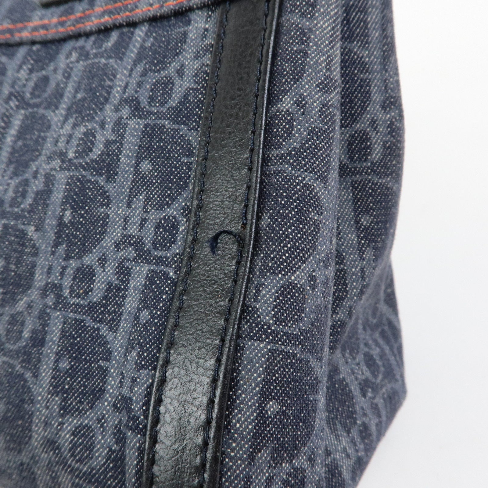 Christian Dior Trotter Flight Line Denim Leather Tote Bag Blue Navy