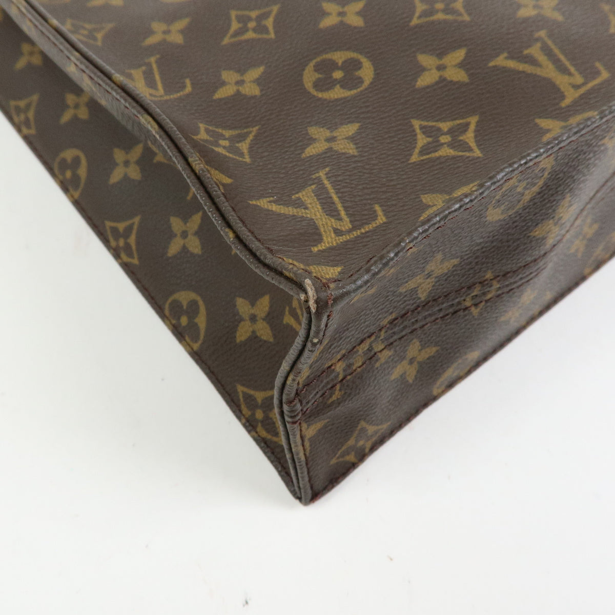 Louis Vuitton Monogram Sac Plat Tote Bag Hand Bag Brown M51140