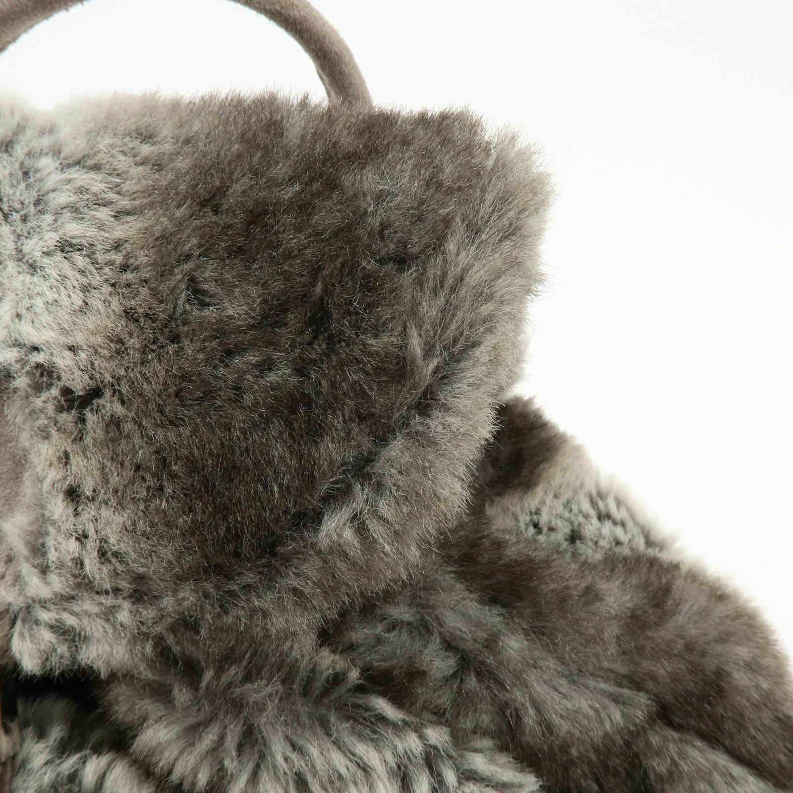 FENDI Zucca Mink like Fur Suede Backpack Rucksuck Gray