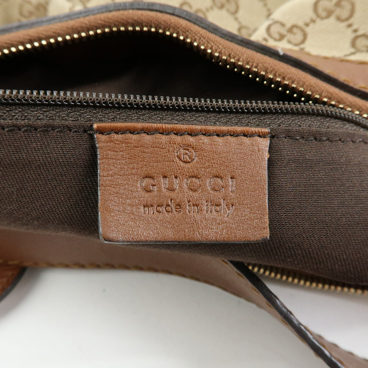 GUCCI Sukey Interlocking G GG Canvas Leather Shoulder Bag Beige 232955