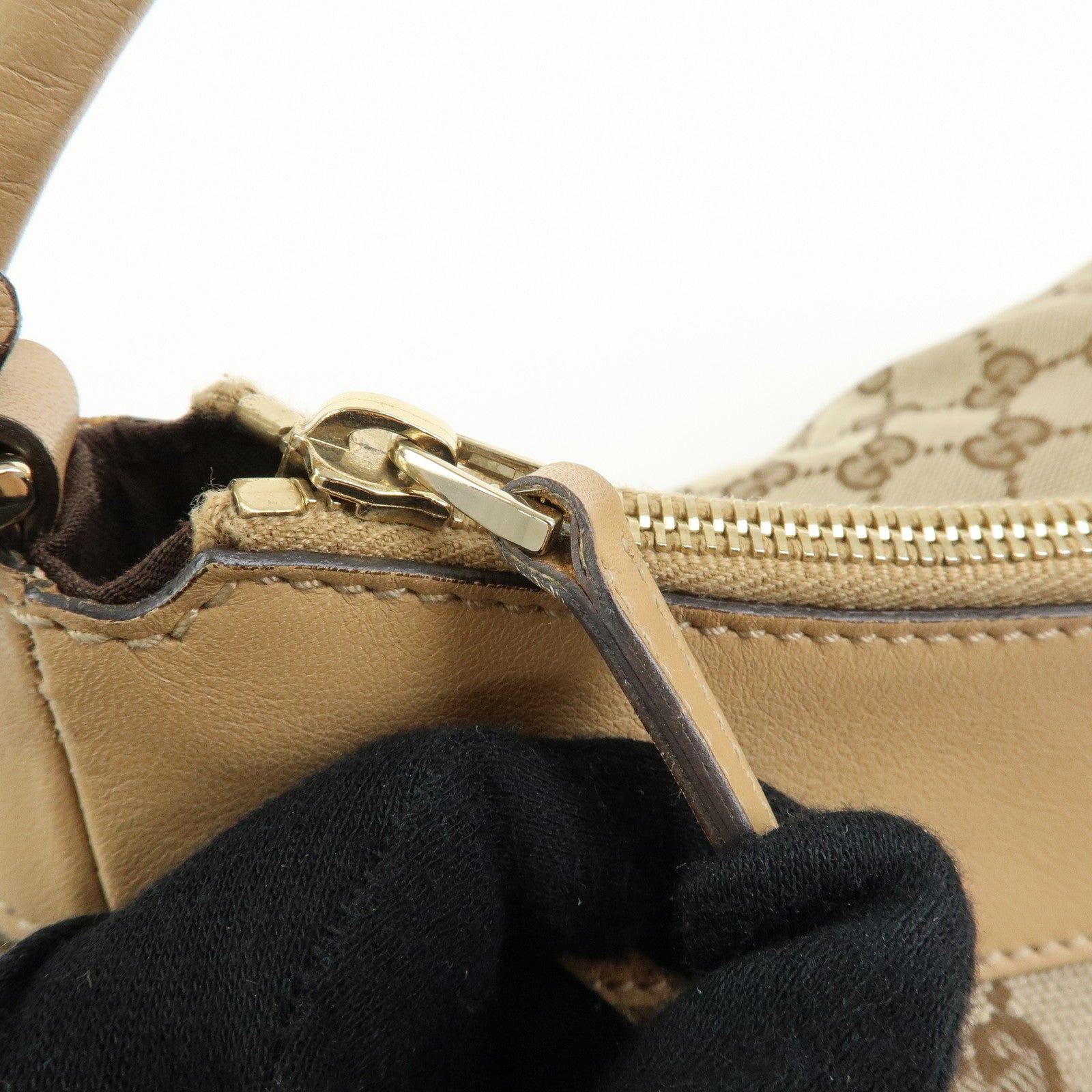 GUCCI Abbey GG Canvas Leather Shoulder Bag Hand Bag  Beige 189833