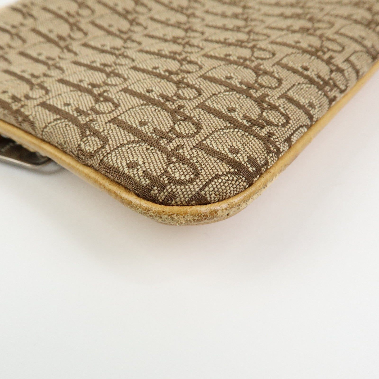 Christian Dior Trotter Street Chic Canvas Leather Shoulder Bag Beige