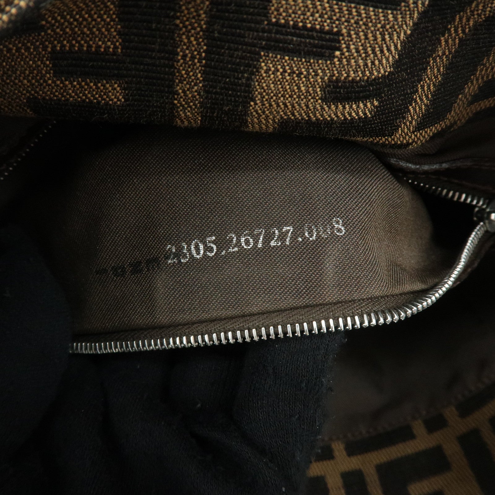 FENDI Zucca Canvas Leather Shoulder Bag Brown Black 26727