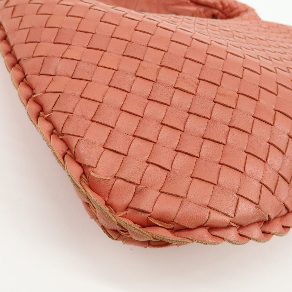 BOTTEGA VENETA Hobo Intrecciato Leather Shoulder Bag Coral