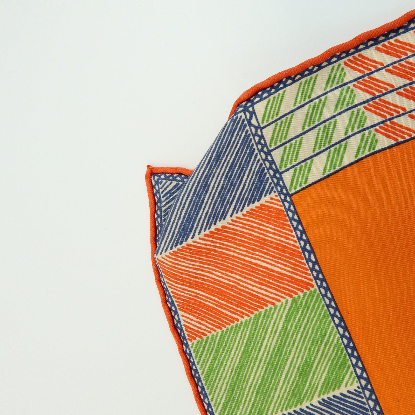 HERMES Carre 90 Silk 100% Scarf Favori du Faubourg Wash Orange Blue
