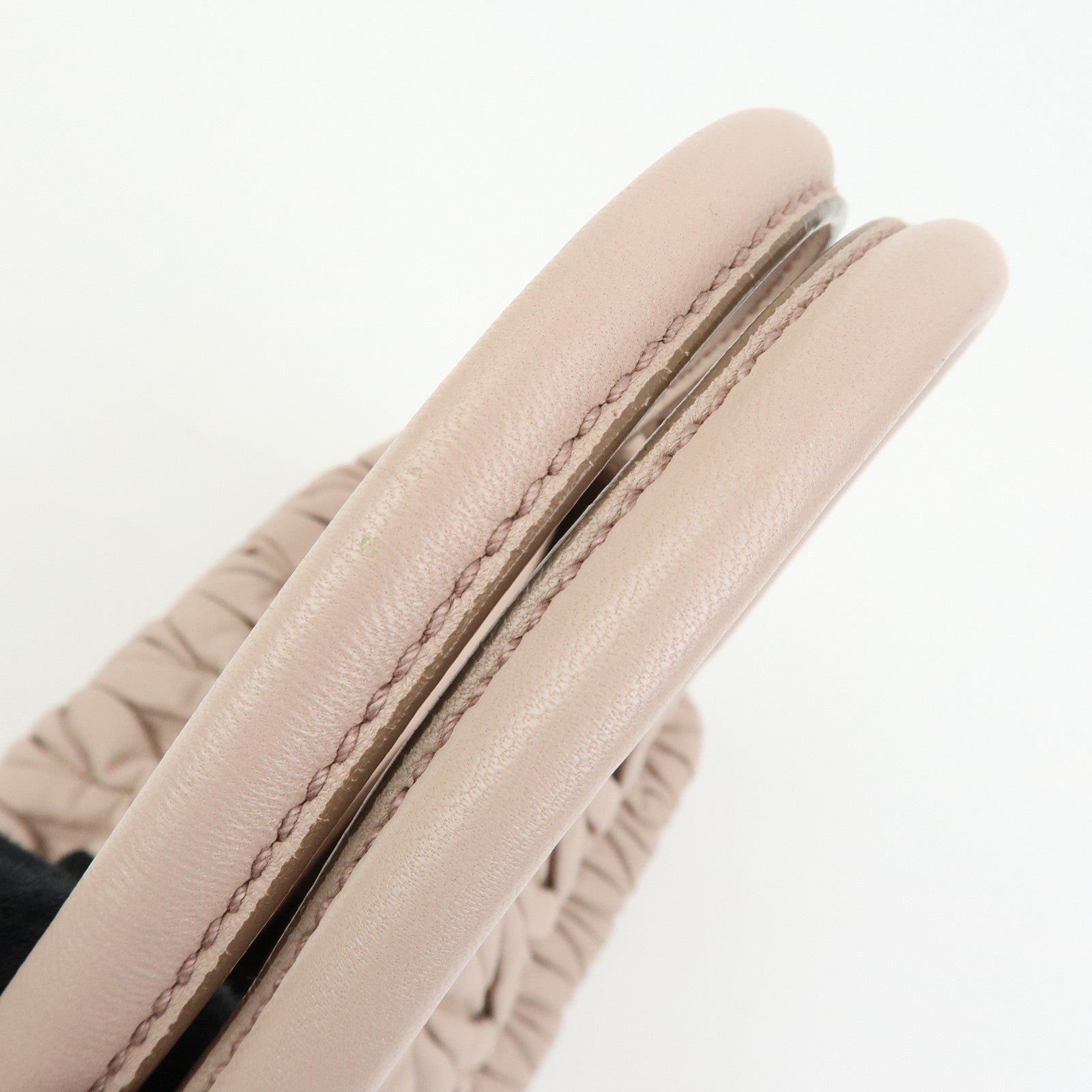 MIU MIU Matelasse Nappa Gaufre Leather 2Way Hand Bag Pink Beige RN1069