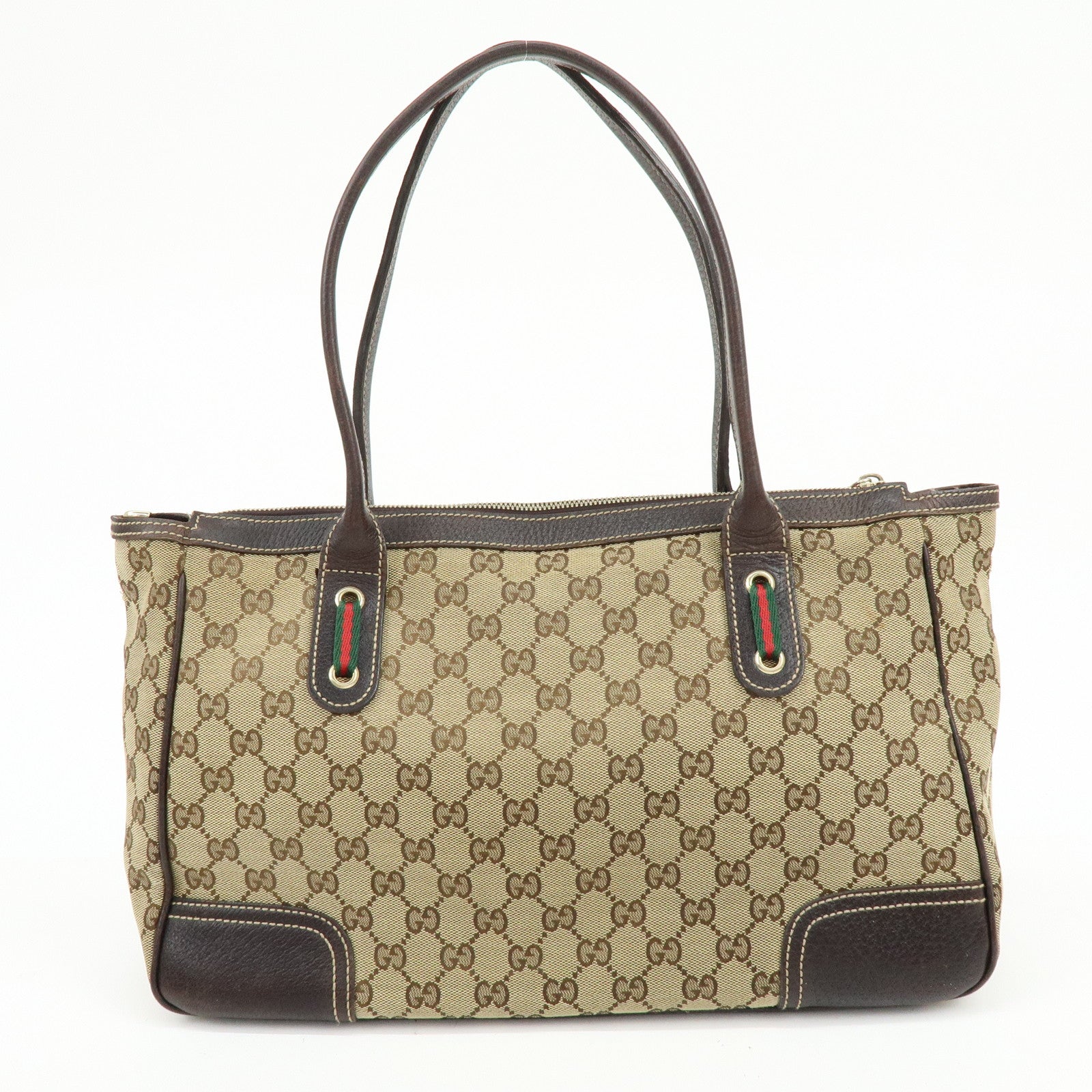 GUCCI Sherry Princy GG Canvas Leather Tote Bag Shoulder Bag 177052