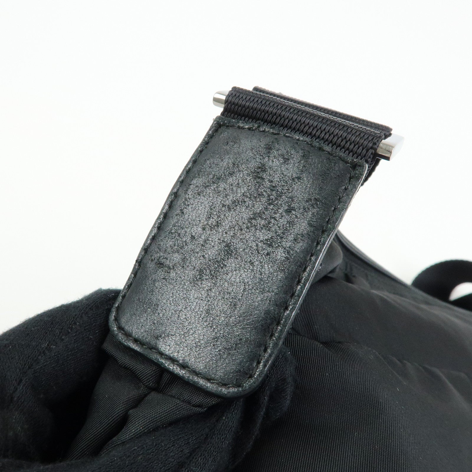 PRADA Triangle Logo Nylon Leather Shoulder Bag Crossbody Bag Black