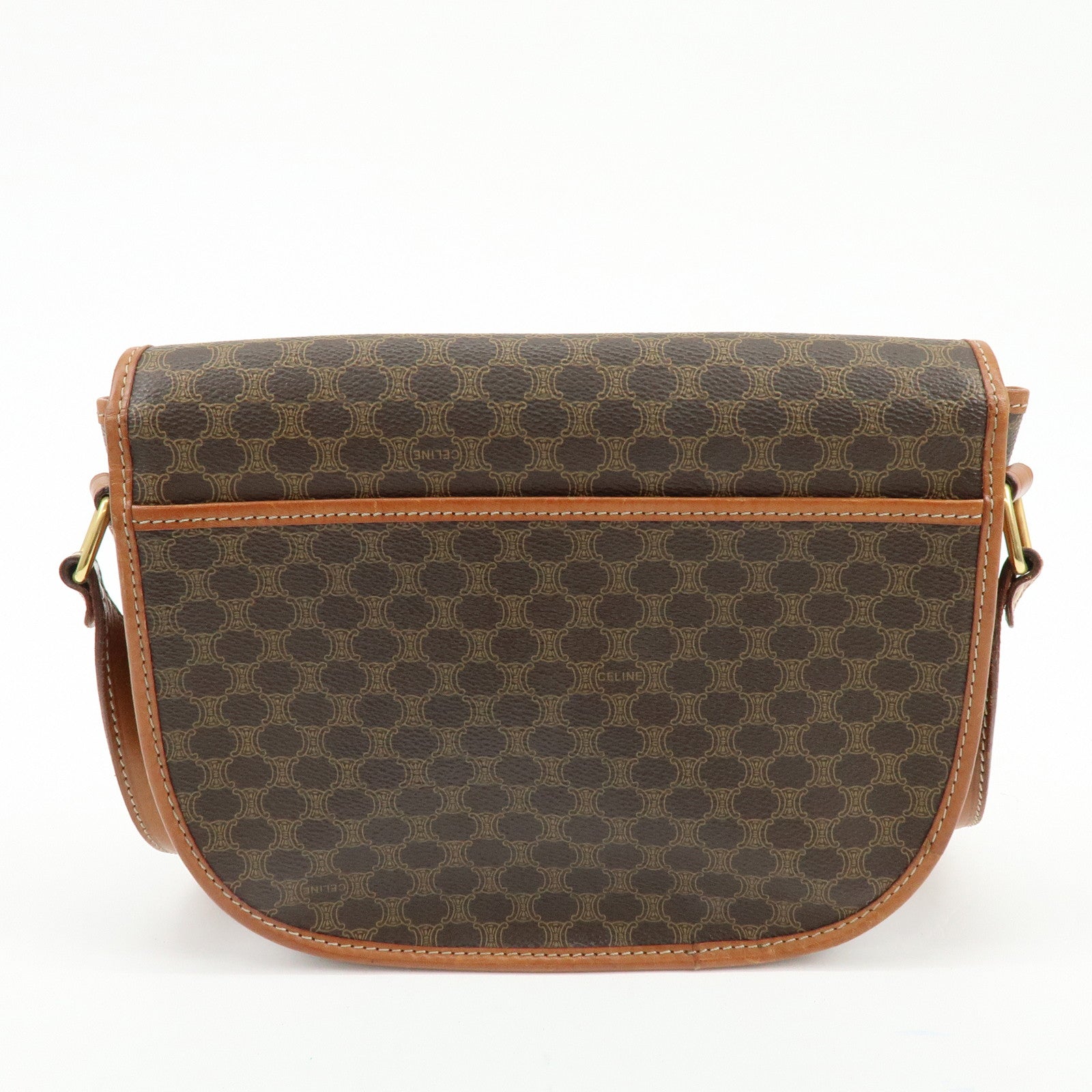 CELINE Macadam Canvas Leather Shoulder Bag Crossbody Bag Brown