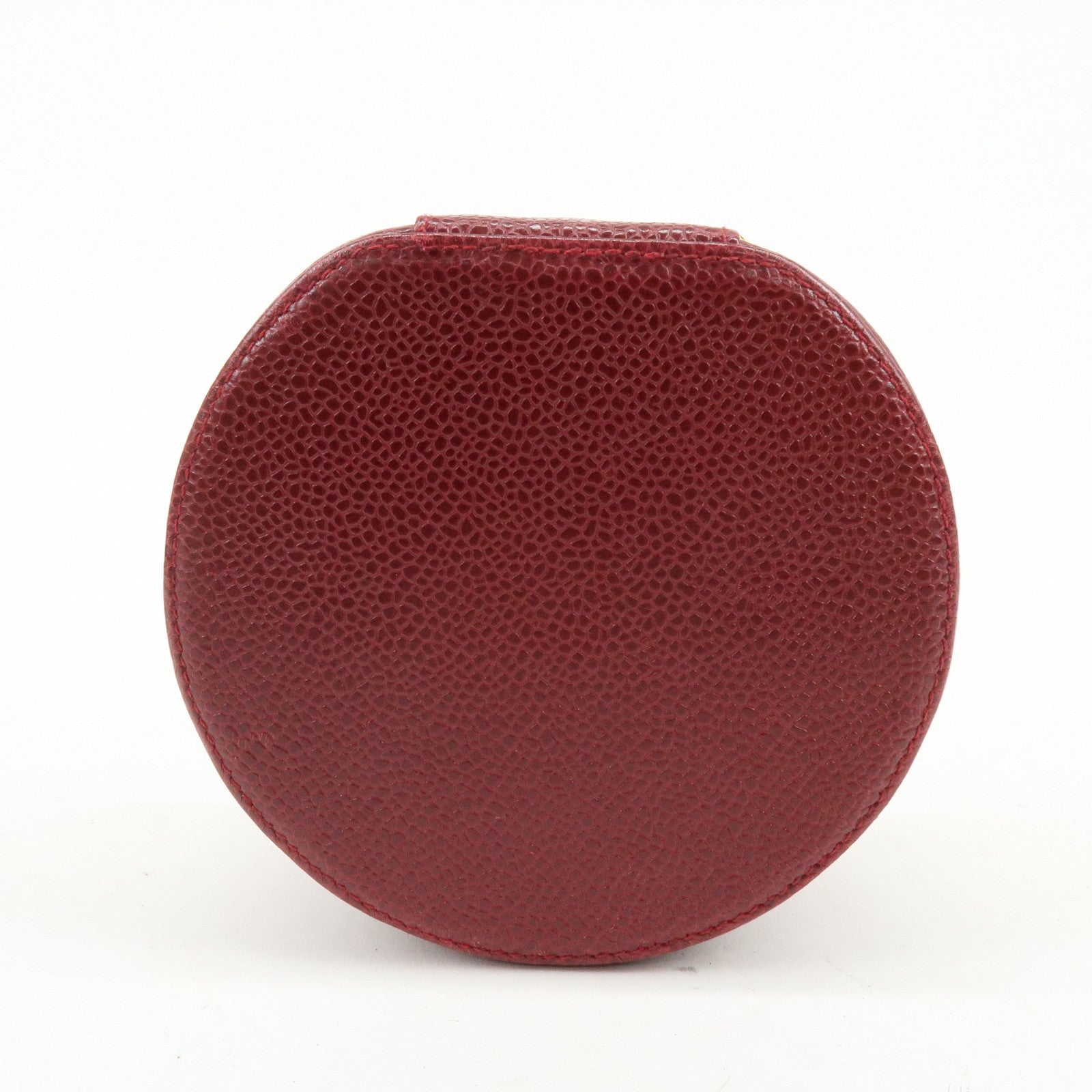 CHANEL COCO Mark Caviarskin Cosmetic Pouch Jewelry Case Bourdeaux Gold