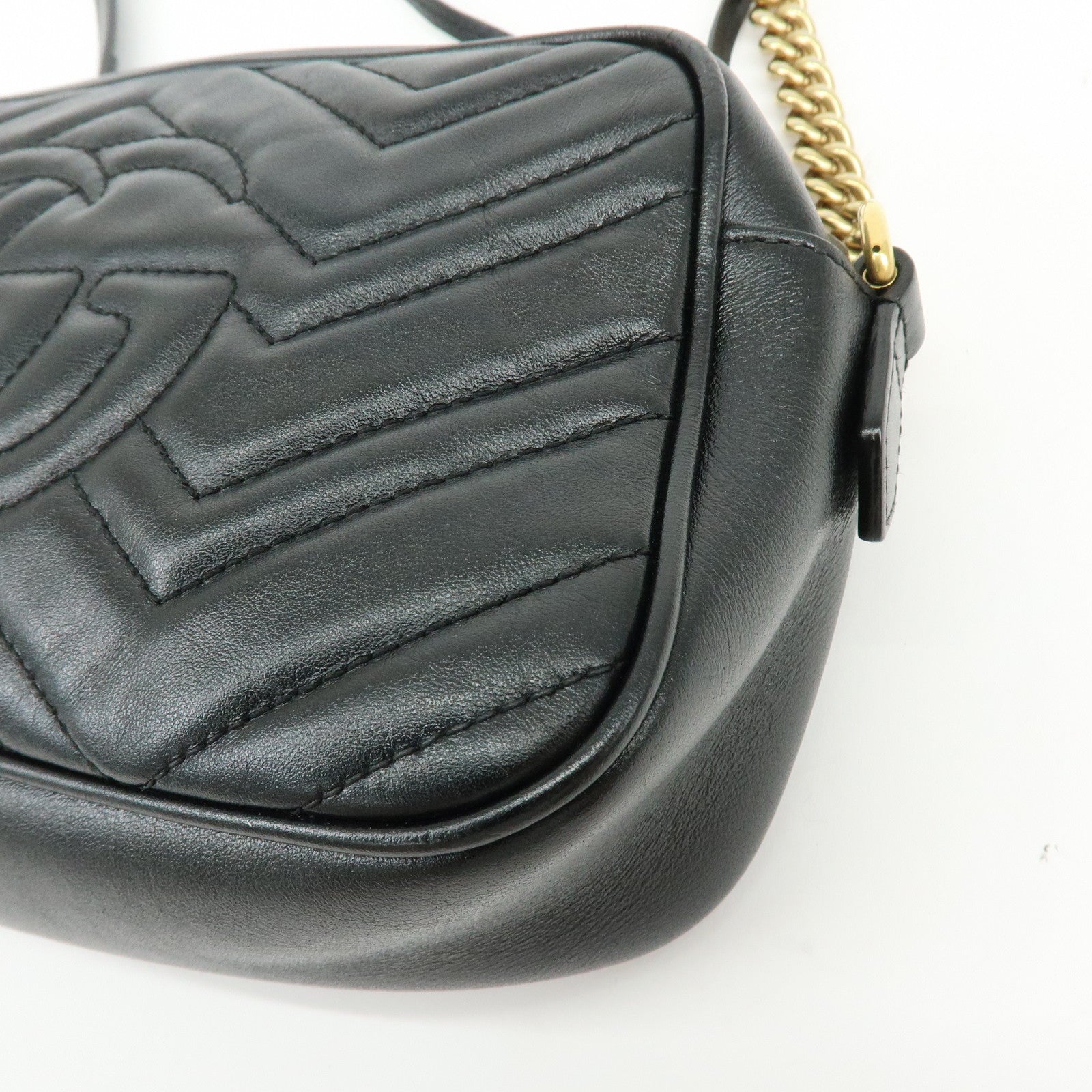 GUCCI GG Marmont Leather Shoulder Bag Crossbody Bag Black 447632