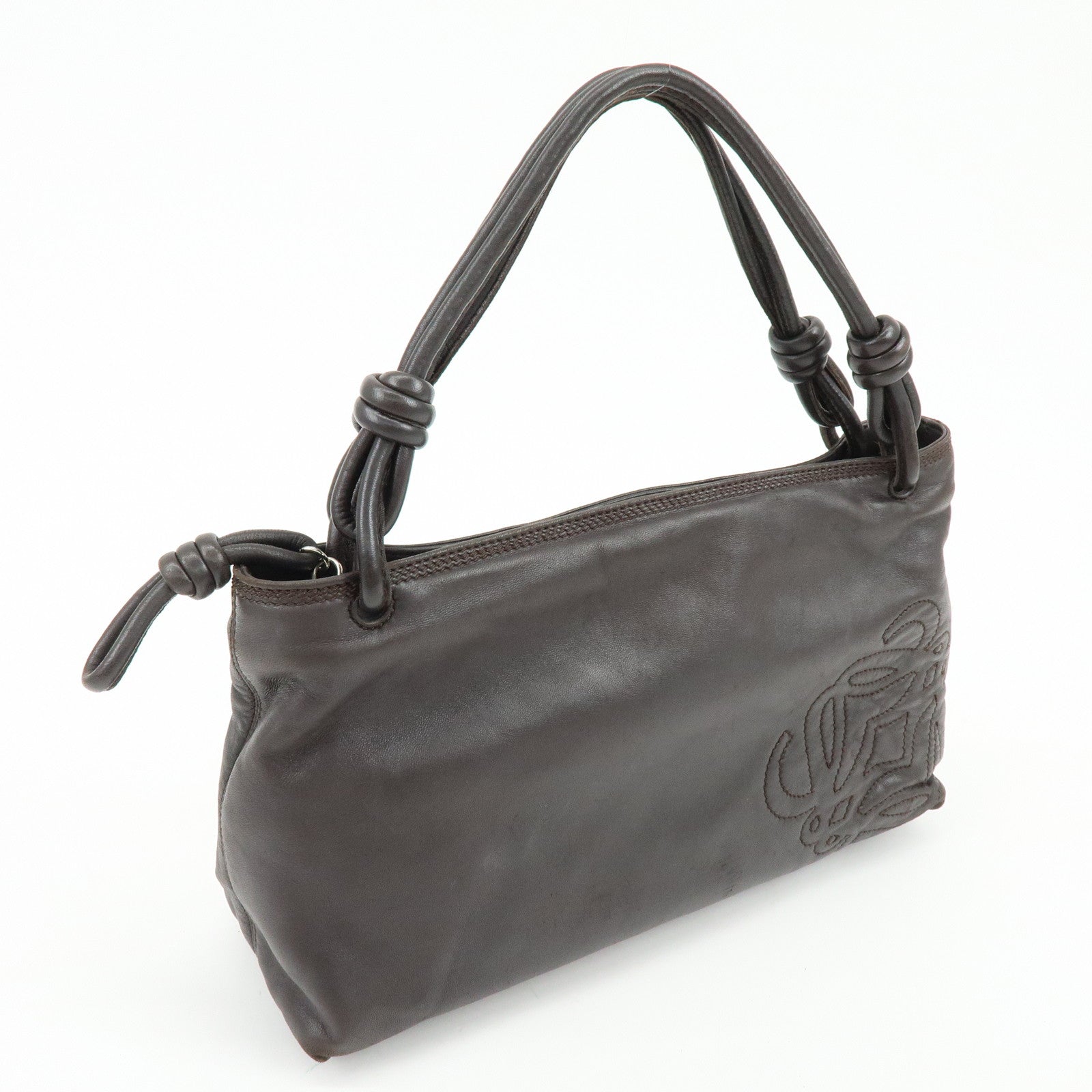 LOEWE Anagram Nappa Leather Hand Bag Shoulder Bag Dark Brown