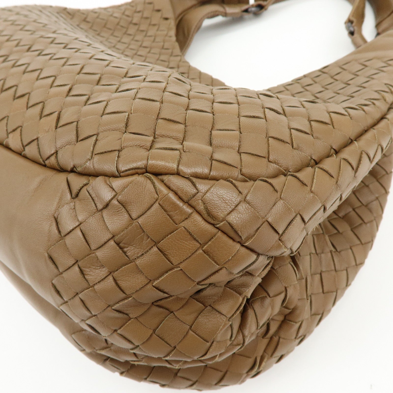 BOTTEGA VENETA Intrecciato Campana Leather Shoulder Bag Brown 125787