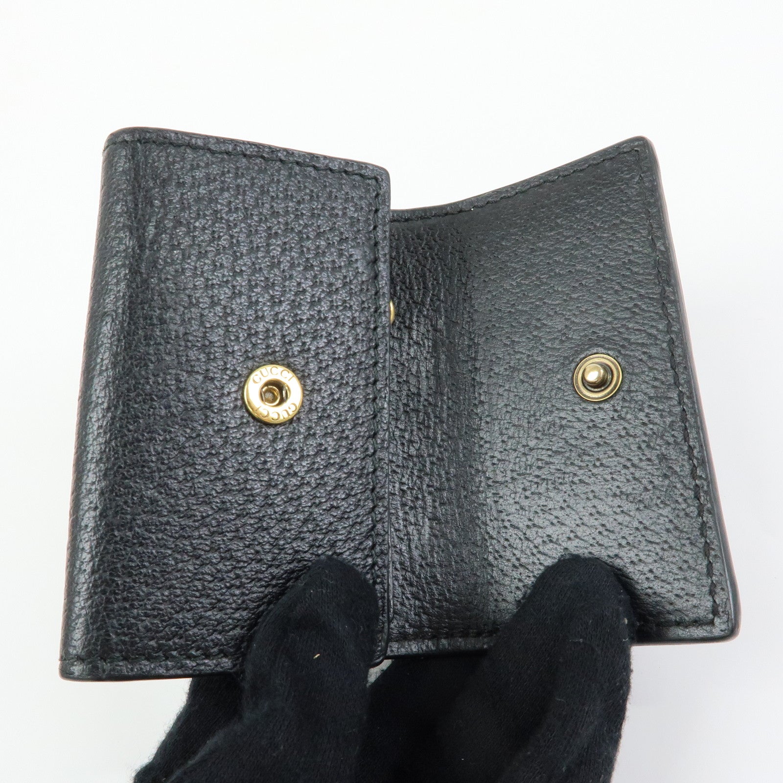 GUCCI Animalier Bee Leather 6 Ring Key Case Key Holder Black 523683