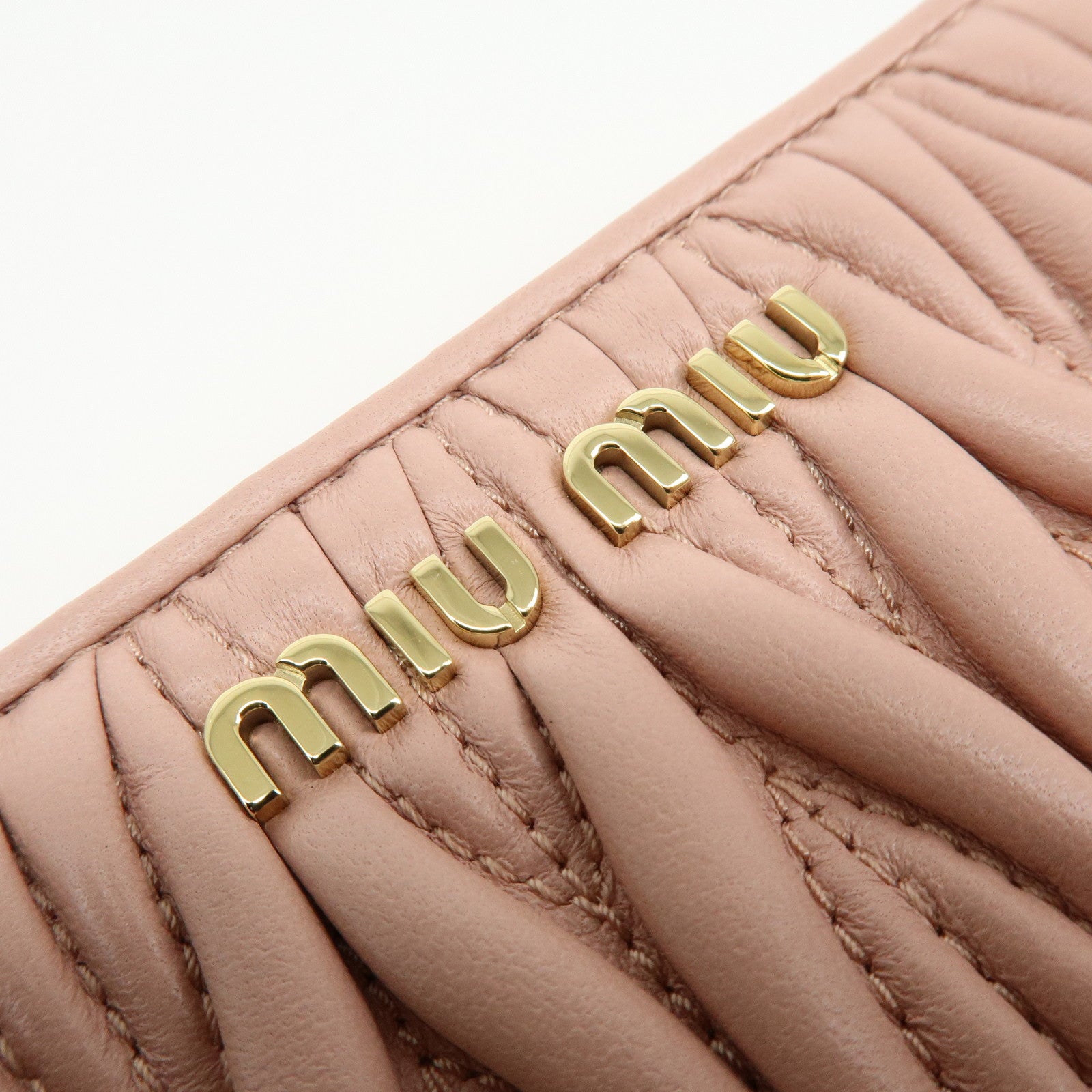 MIU MIU Matelasse Nappa Leather Coin Case Card Case Pink
