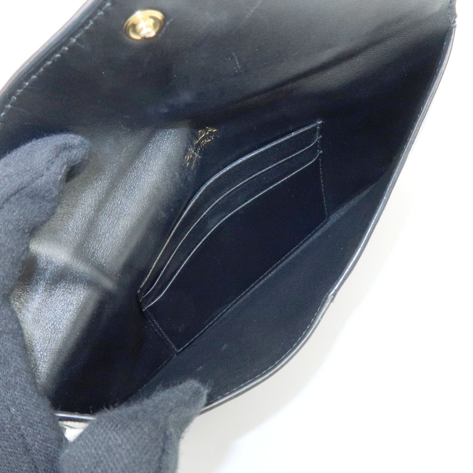 PRADA Saffiano Leather Flap Long Wallet Purse Black 1MF175
