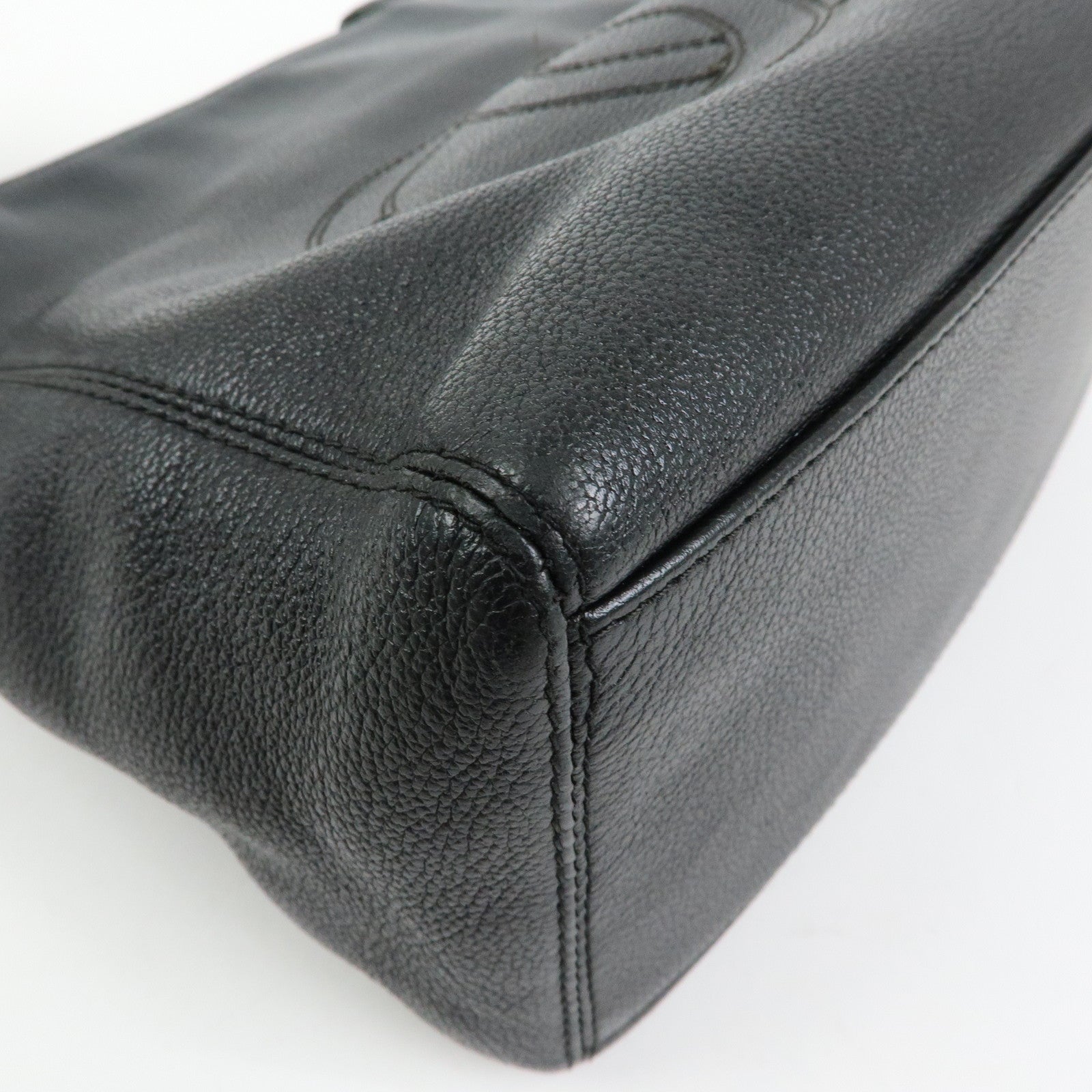CHANEL COCO Mark Calf Skin Leather Tote Bag Shoulder Bag Black