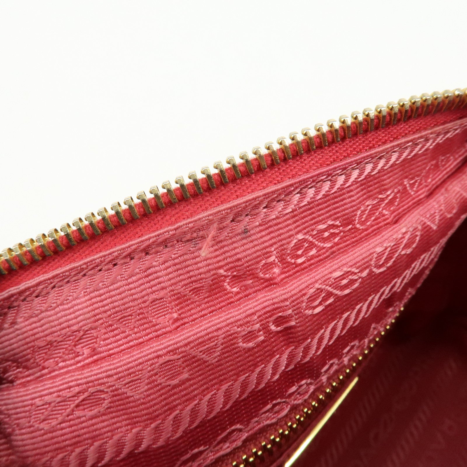 PRADA Triangle Logo Canvas Leather Pouch Cosmetic Pouch Pink