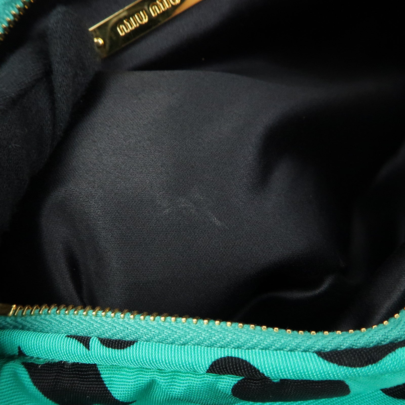 MIU MIU Nylon Playing Card Print Clutch Bag Cosmetic Pouch Green