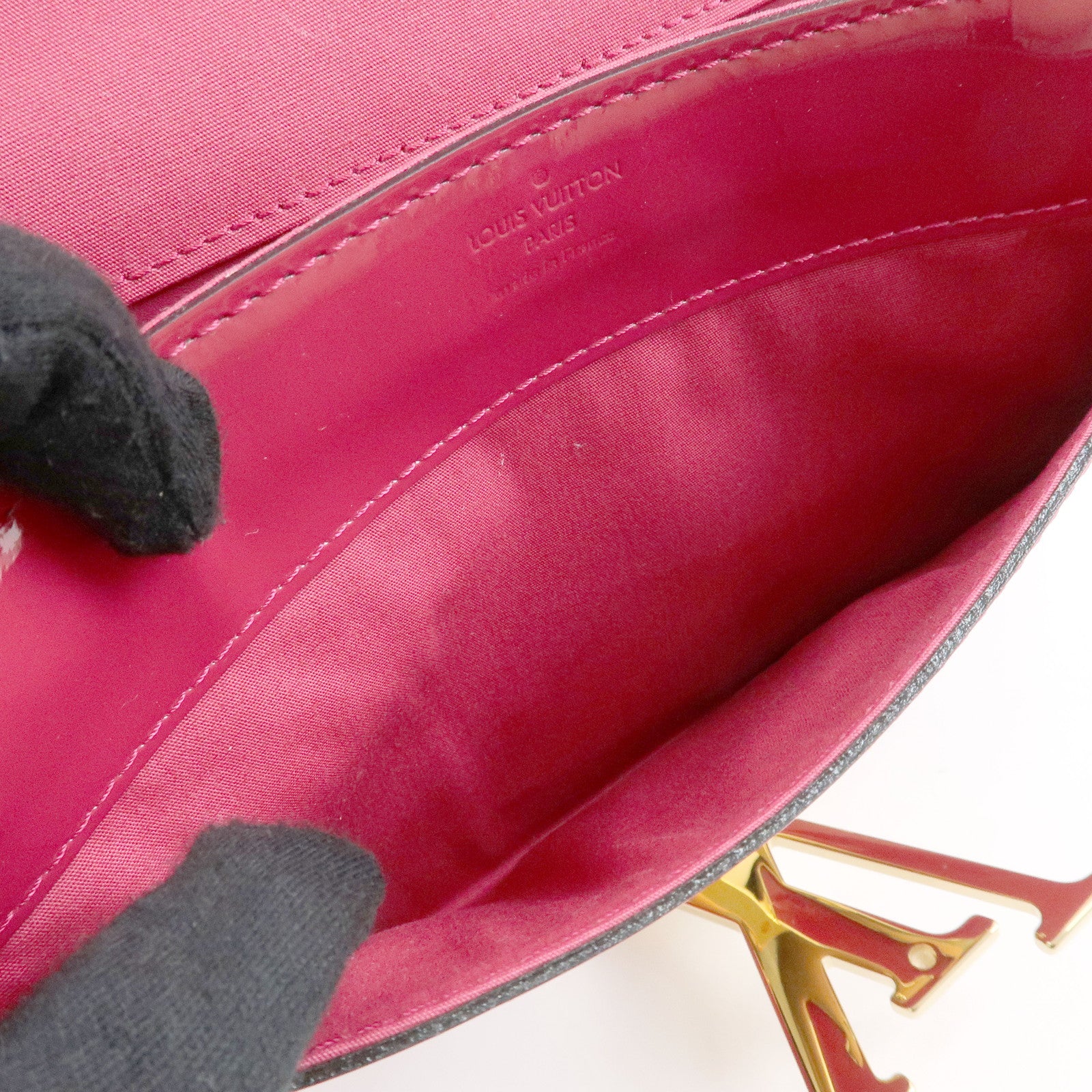 Louis Vuitton Vernis Pochette Louise GM Clutch Bag Rose Indien M61317