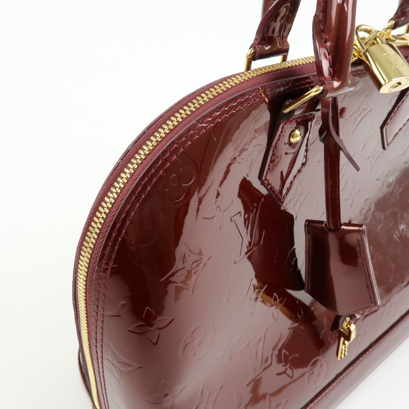 Louis Vuitton Monogram Vernis Alma PM Hand Bag Rouge Fauviste M91691