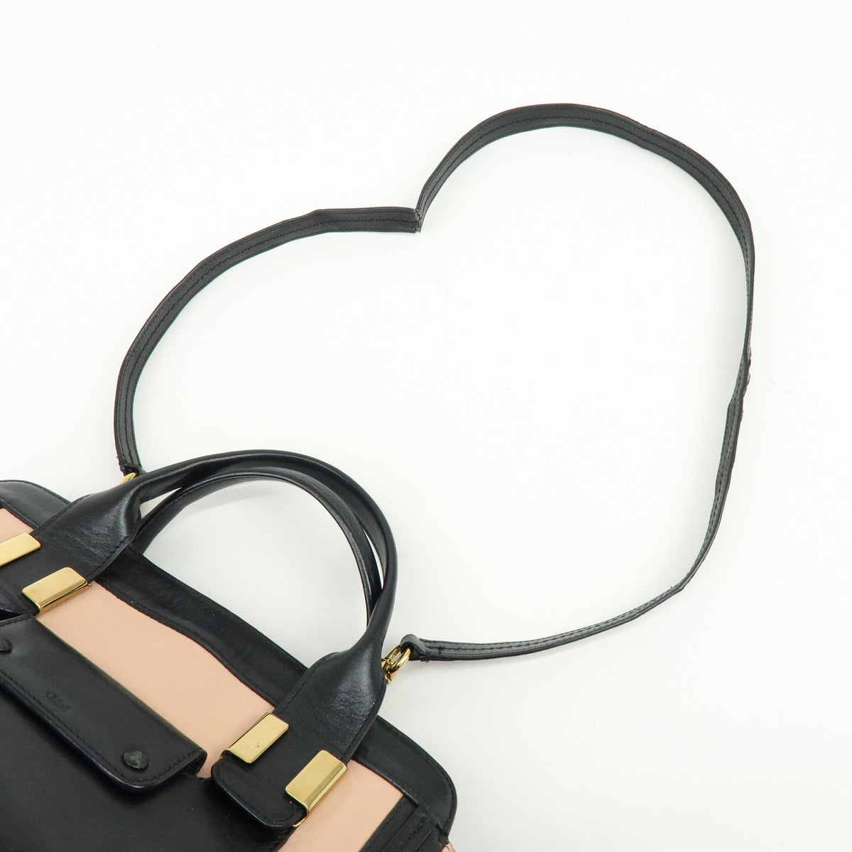 Chloe Alice Leather 2Way Bag Hand Bag Shoulder Bag Black Pink Beige