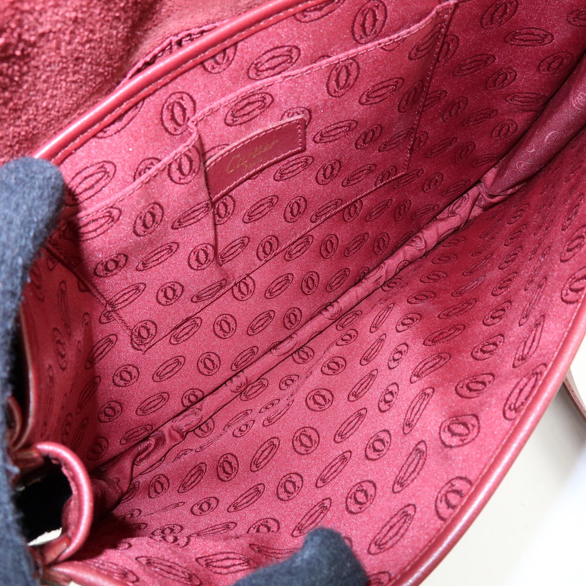 Cartier Must de Cartier Leather Flap Shoulder Bag Bordeaux